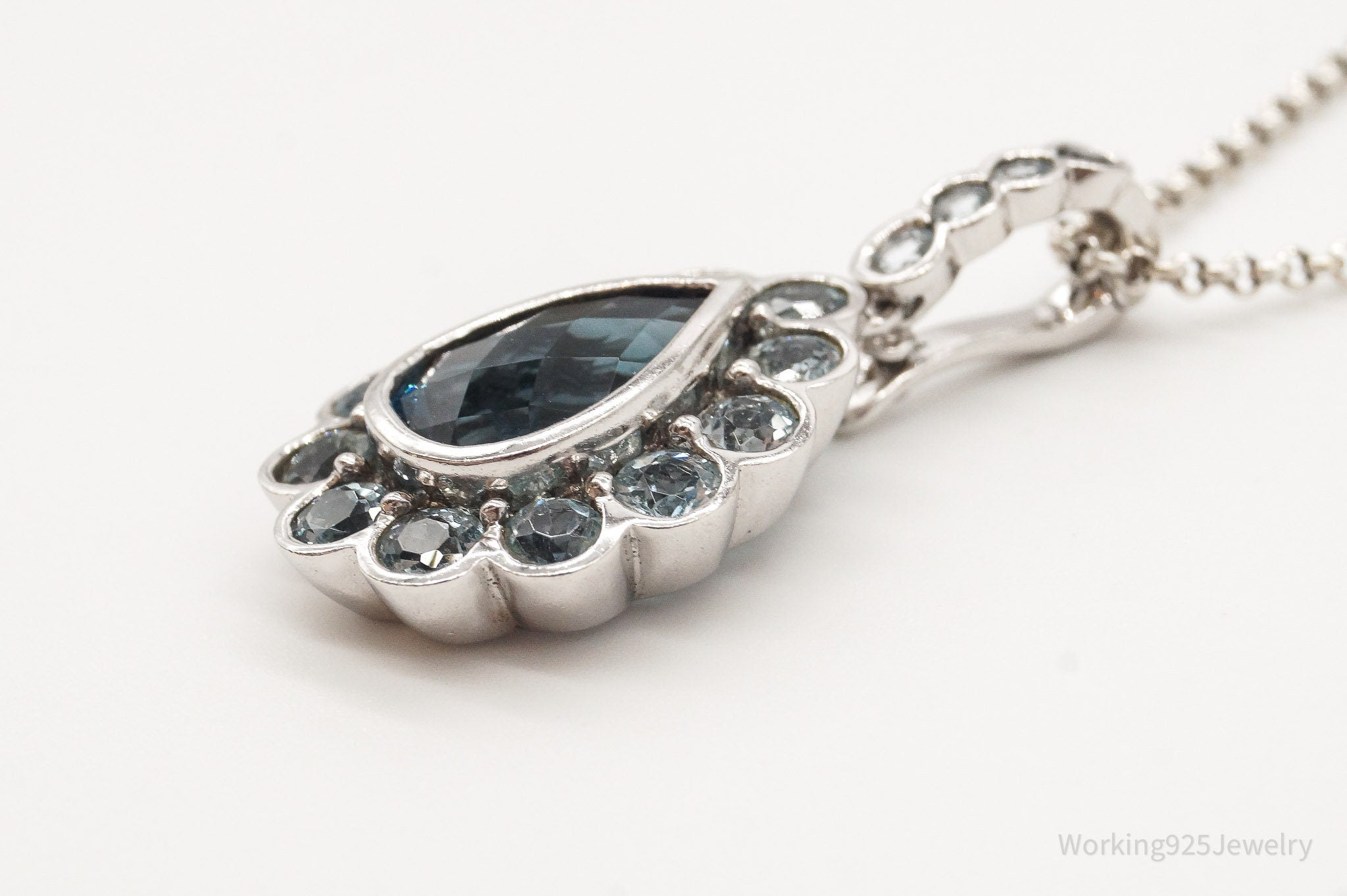 Vintage Blue Topaz Sterling Silver Necklace