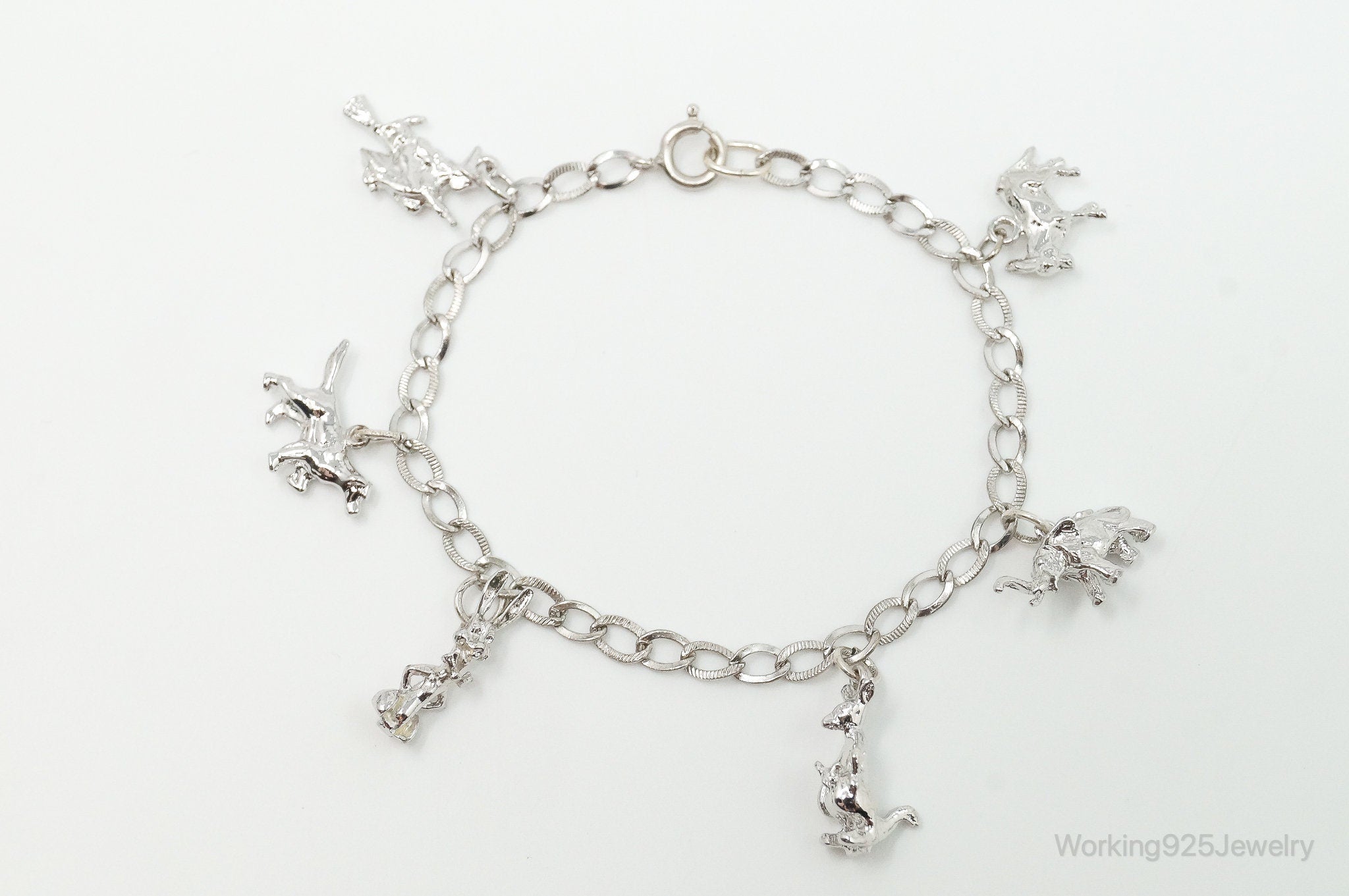 Vintage Animal Lover Sterling Silver Charm Bracelet