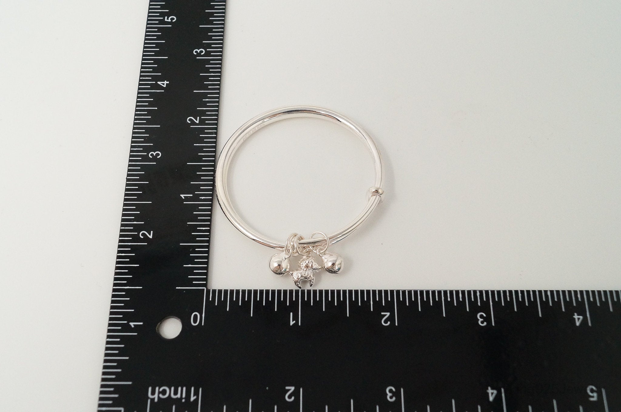 Vintage Charm Jingle Bell 999 Fine Silver Bangle Baby Kids Bracelet