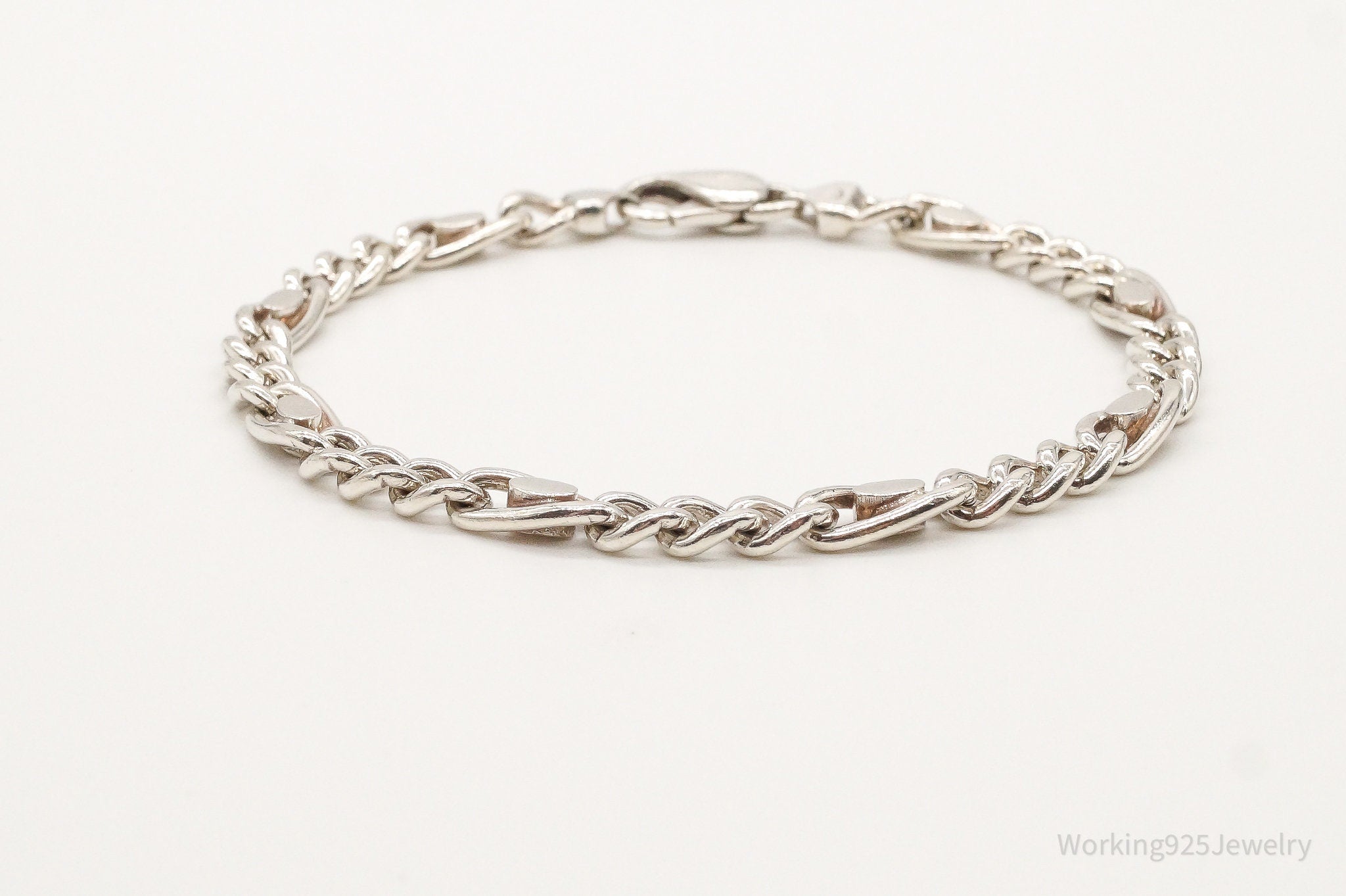 Vintage Italian Modernist Style Sterling Silver Link Bracelet