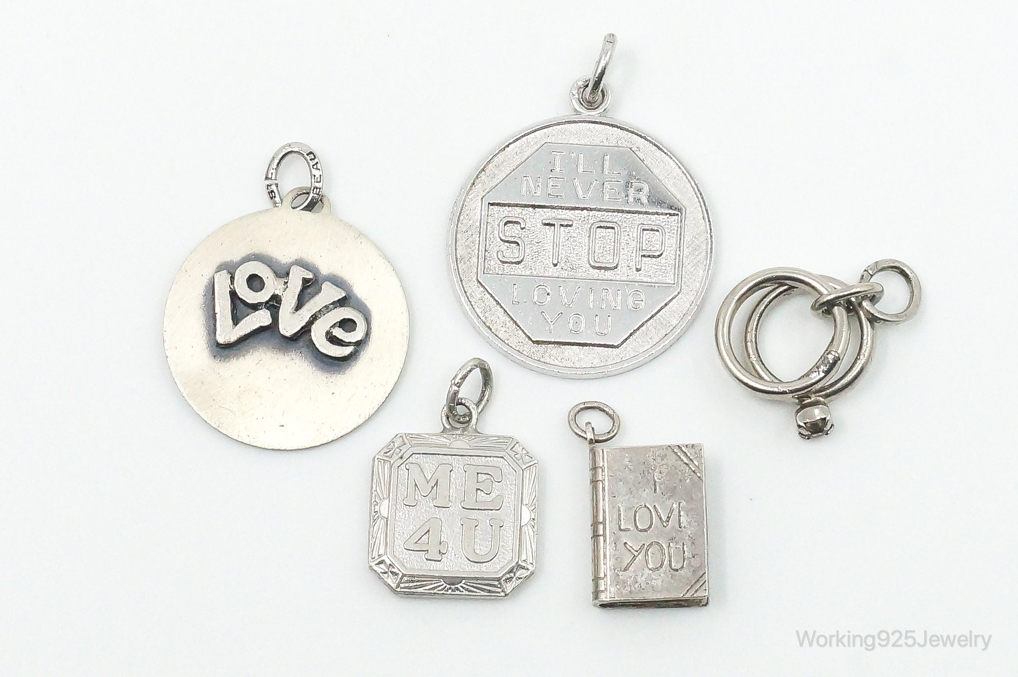 Vintage Antique Love Lover Sterling Silver Charms Lot