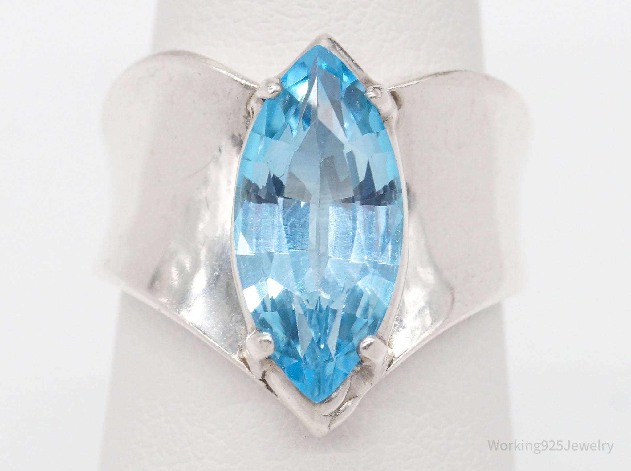 Vintage Blue Topaz Sterling Silver Ring - Size 7