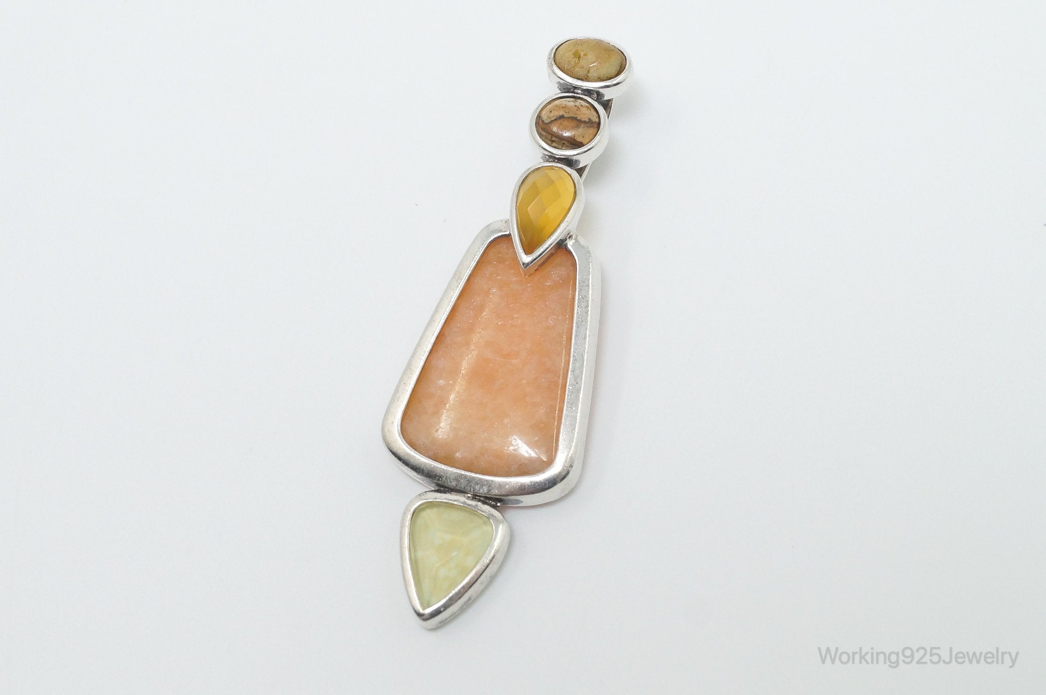 Vintage Designer Whitney Kelly Multi Gem Sterling Silver Pendant