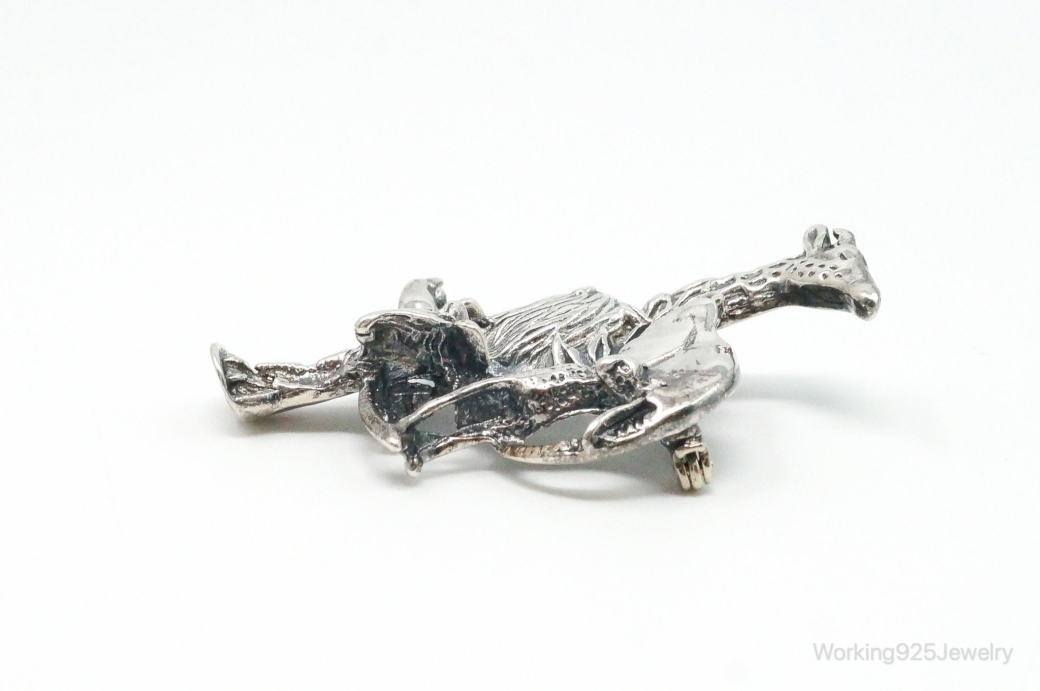 Large Vintage Mexico Animal Kingdom Sterling Silver Brooch Pin