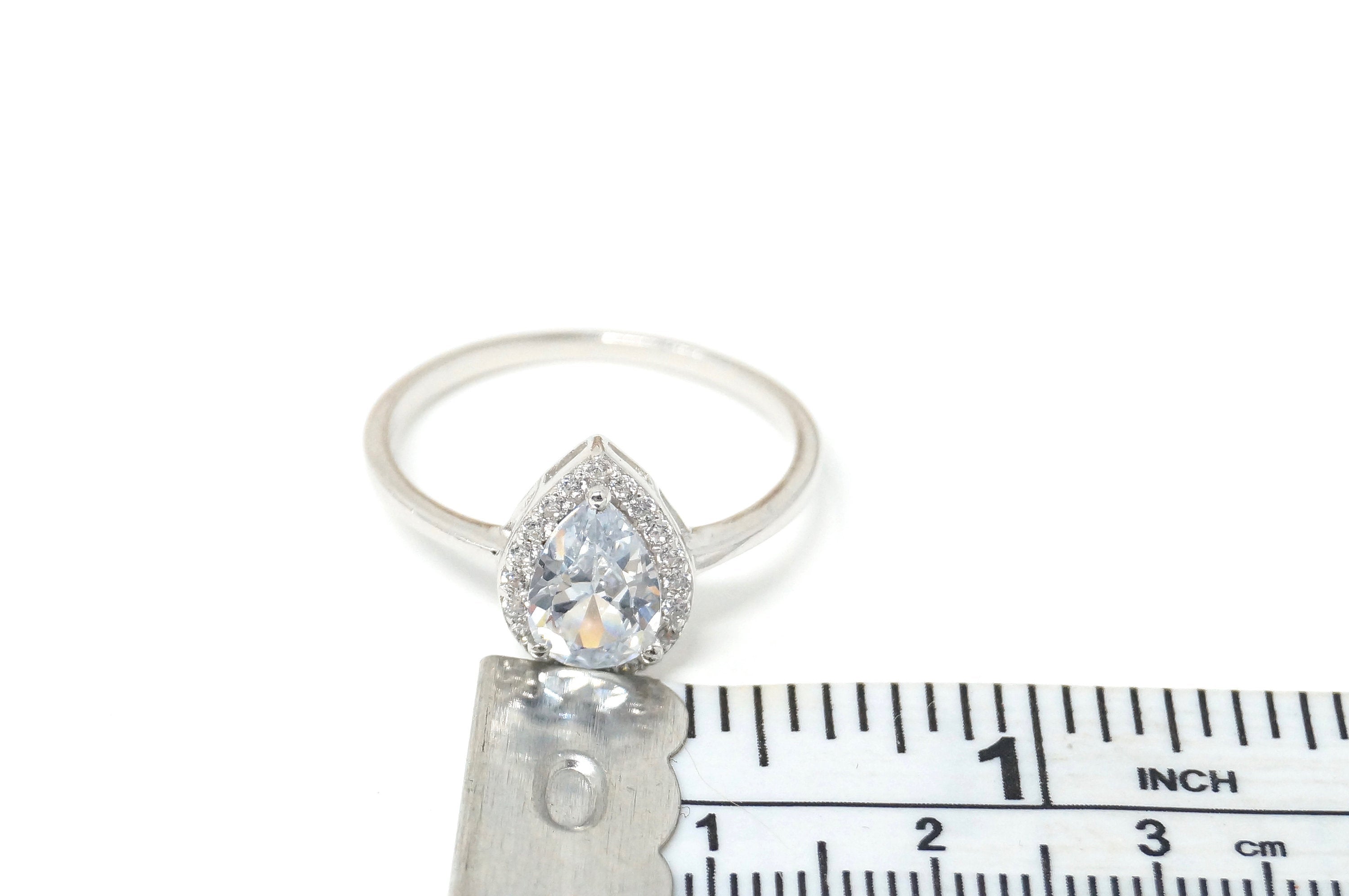 Vintage Art Deco Style CZ Large Statement Sweetheart Ring Sterling Silver Sz 9