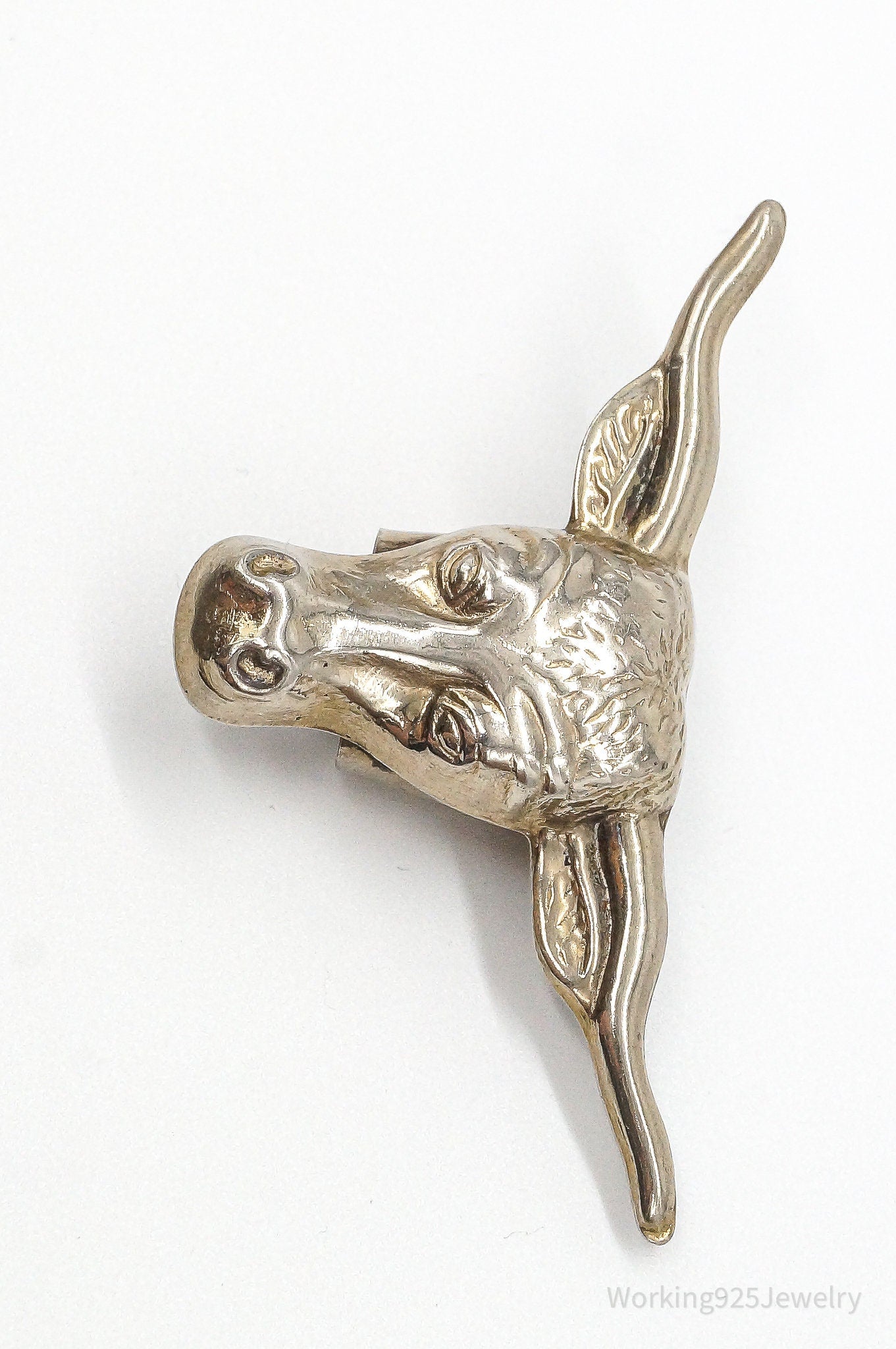 Vintage Bull Head Bolo Tie Clip Slide