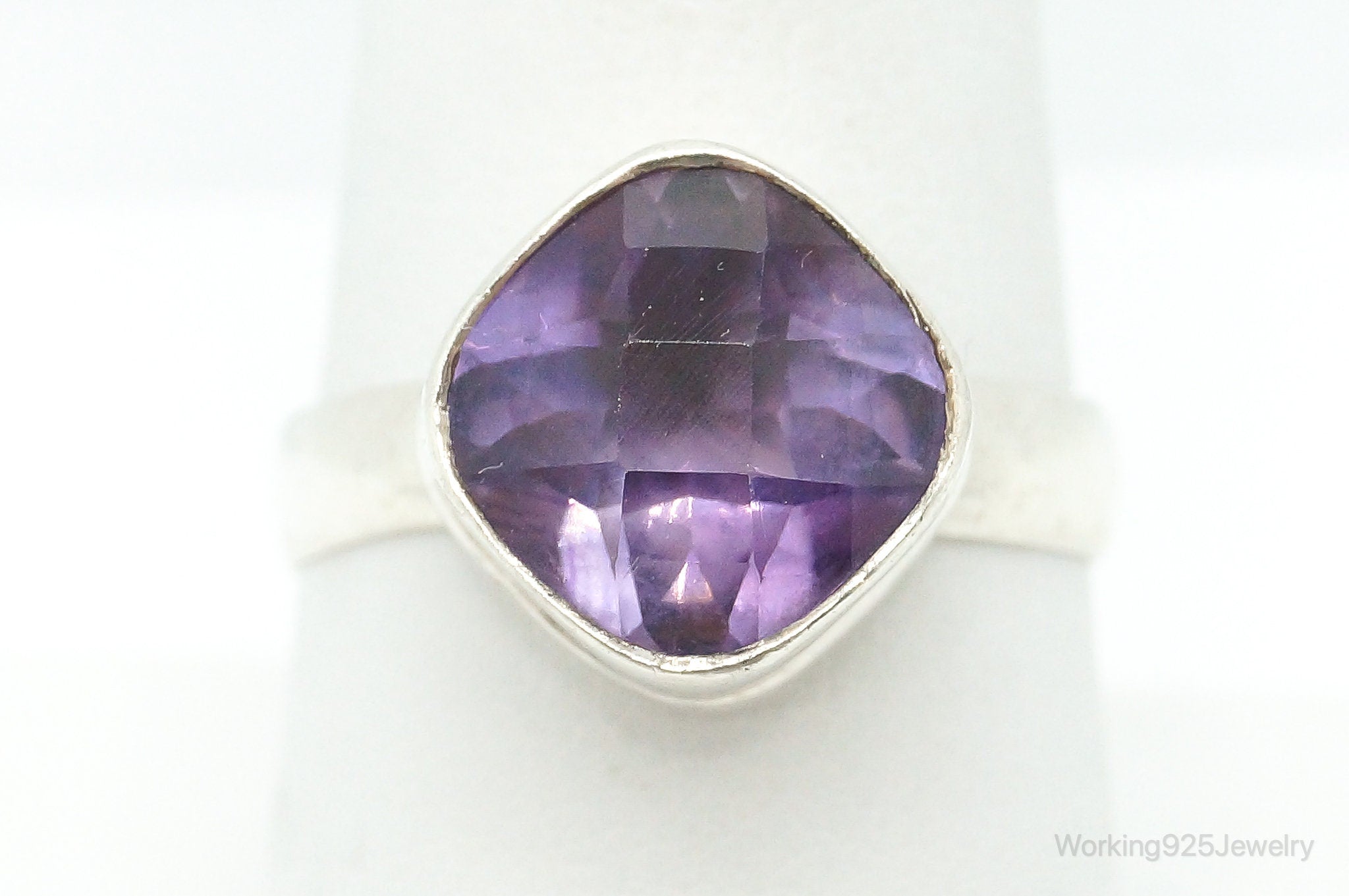 Vintage Amethyst Sterling Silver Ring - Size 8.25