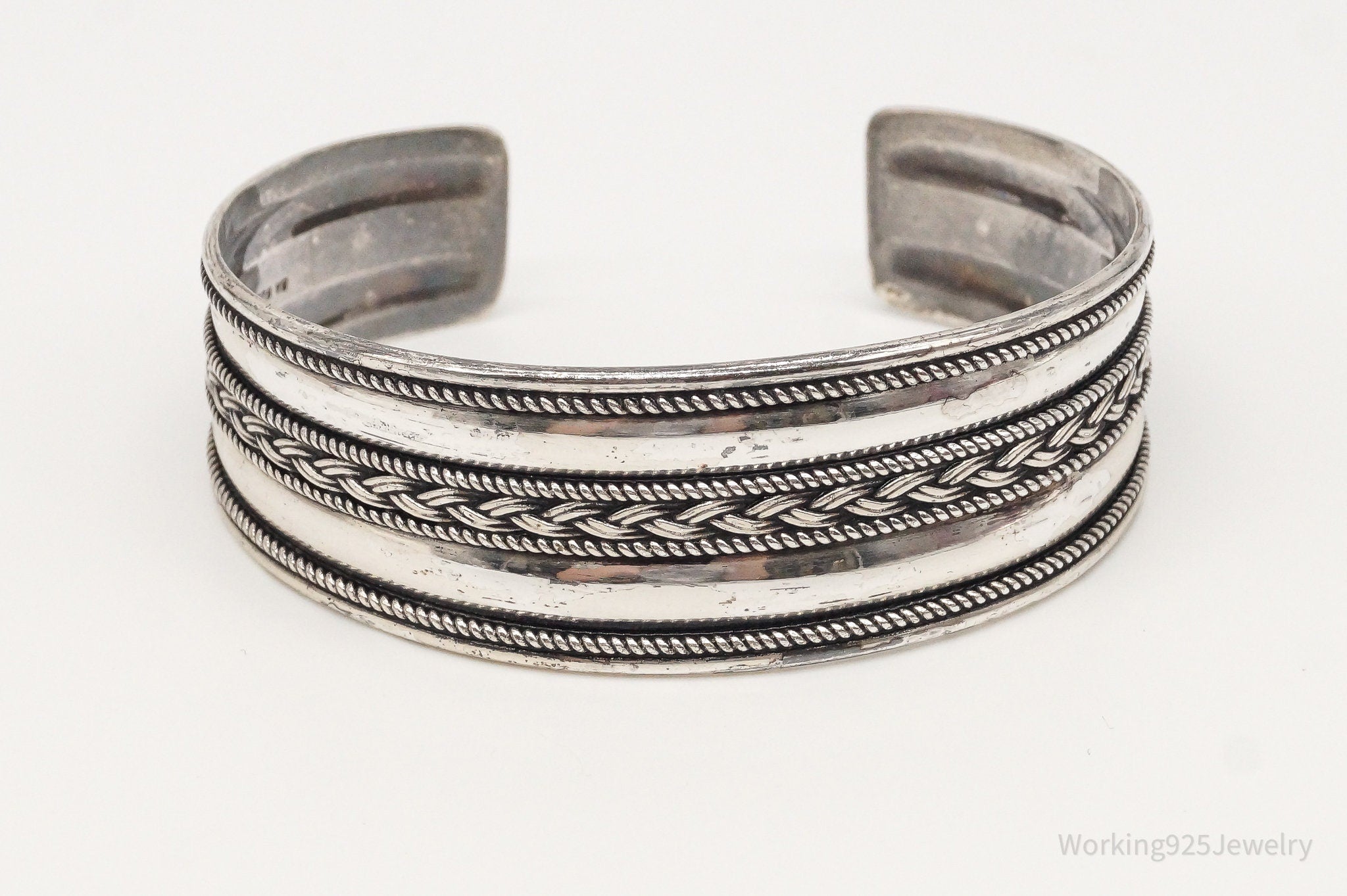 Vintage Designer BA Suarti Bali Sterling Silver Cuff Bracelet