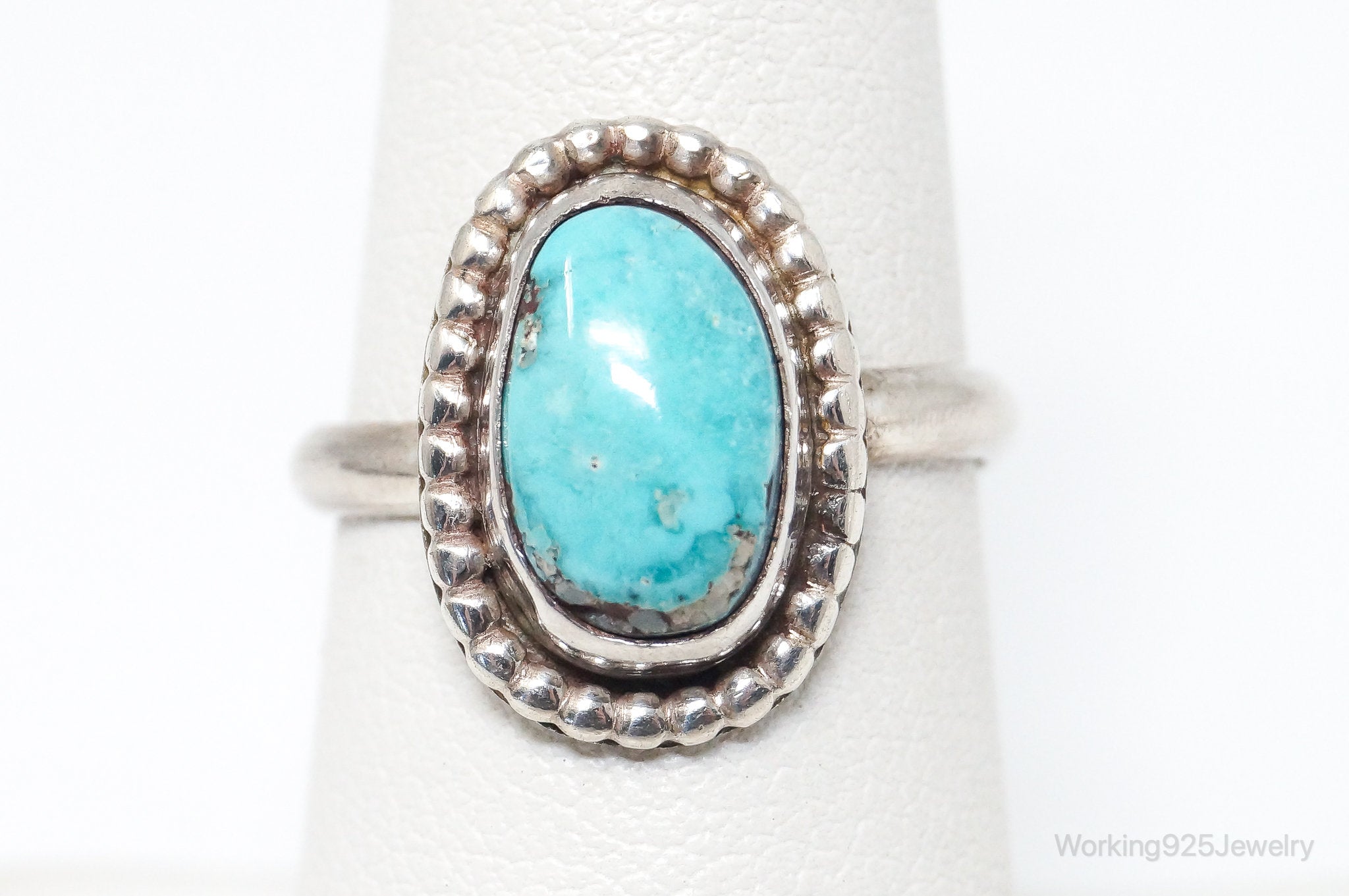 Native American Turquoise Unsigned Sterling Silver Ring - SZ 7.25