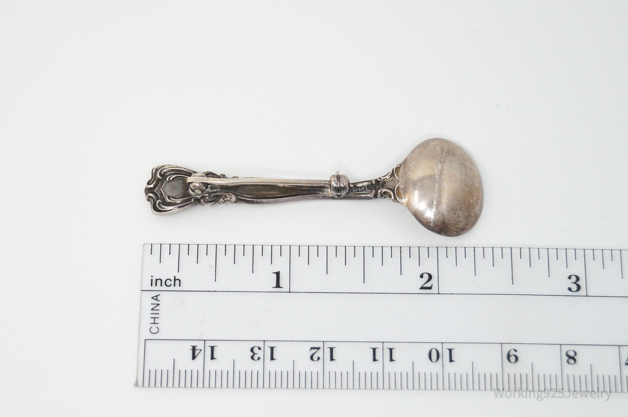 Antique GORHAM Floral Spoon Sterling Silver Brooch Pin