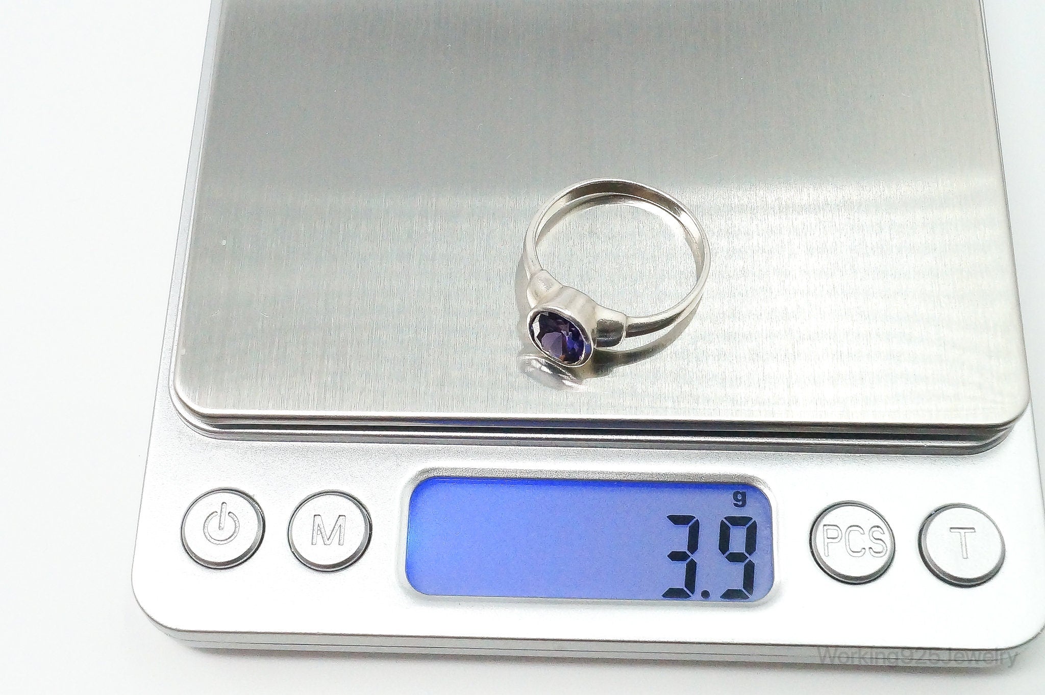 Vintage Amethyst Sterling Silver Ring - Size 9.75