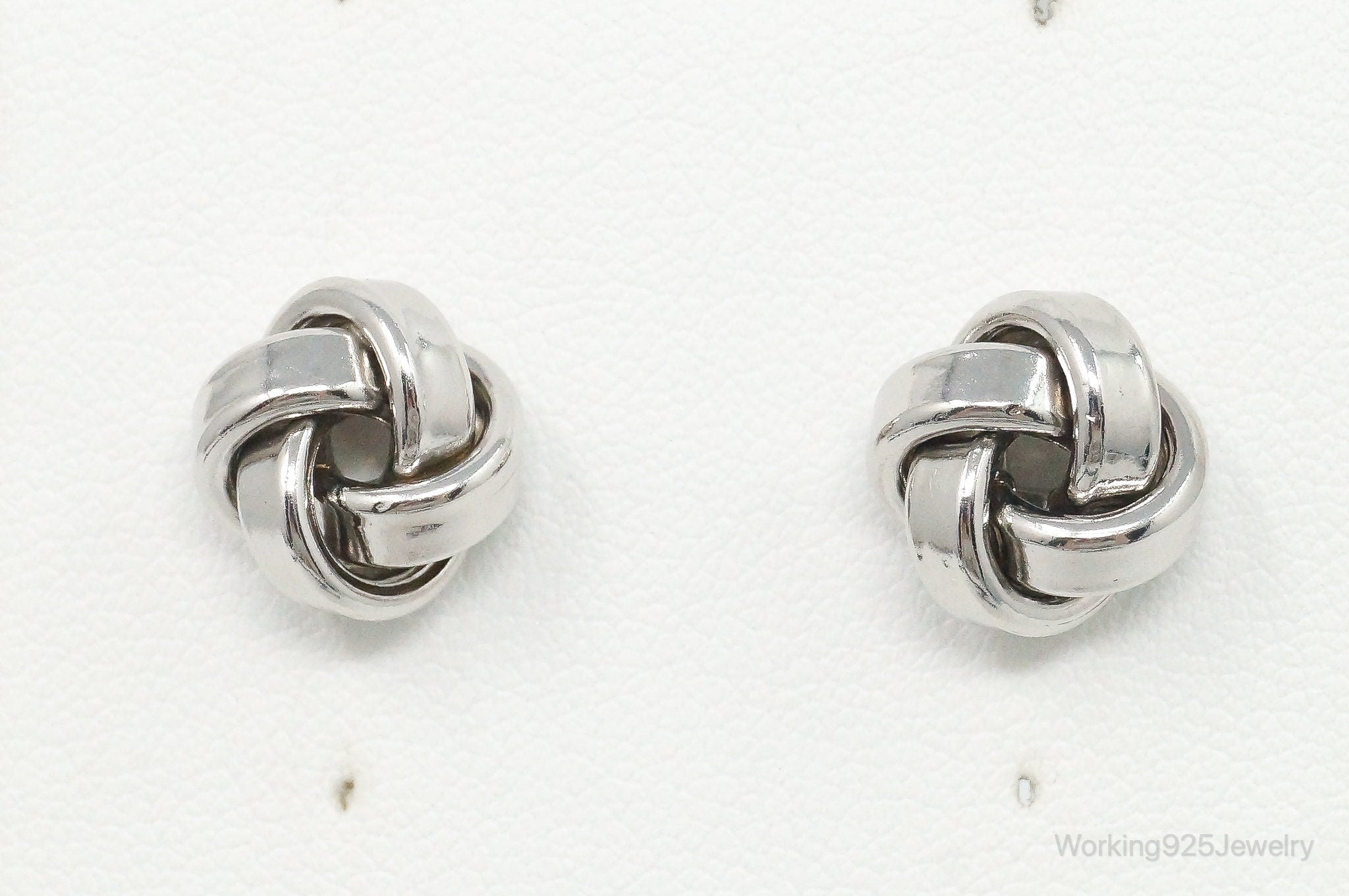 Vintage Italian Sleek Modernist Knot Sterling Silver Earrings