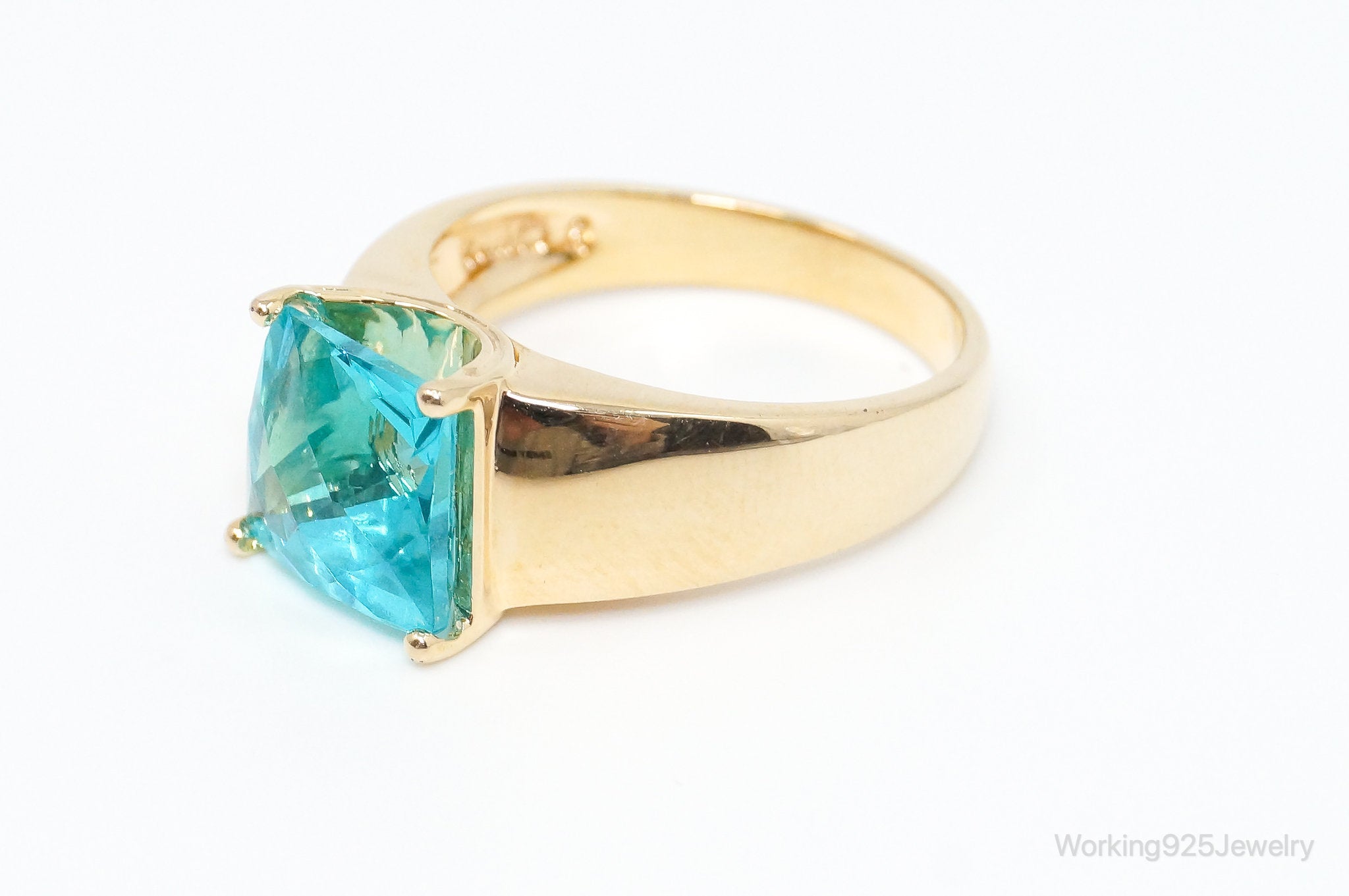 Designer Ross Simons Blue Topaz Gold Over Sterling Silver Ring - SZ 8.75