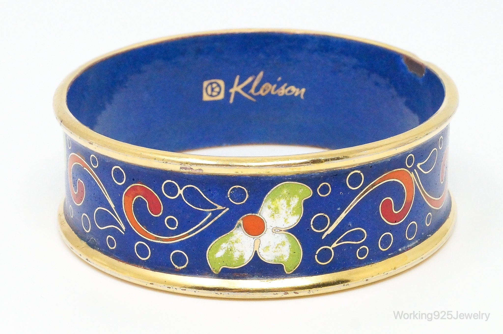 Vintage Designer Kloison Flowers Scrolls Wide Bracelet