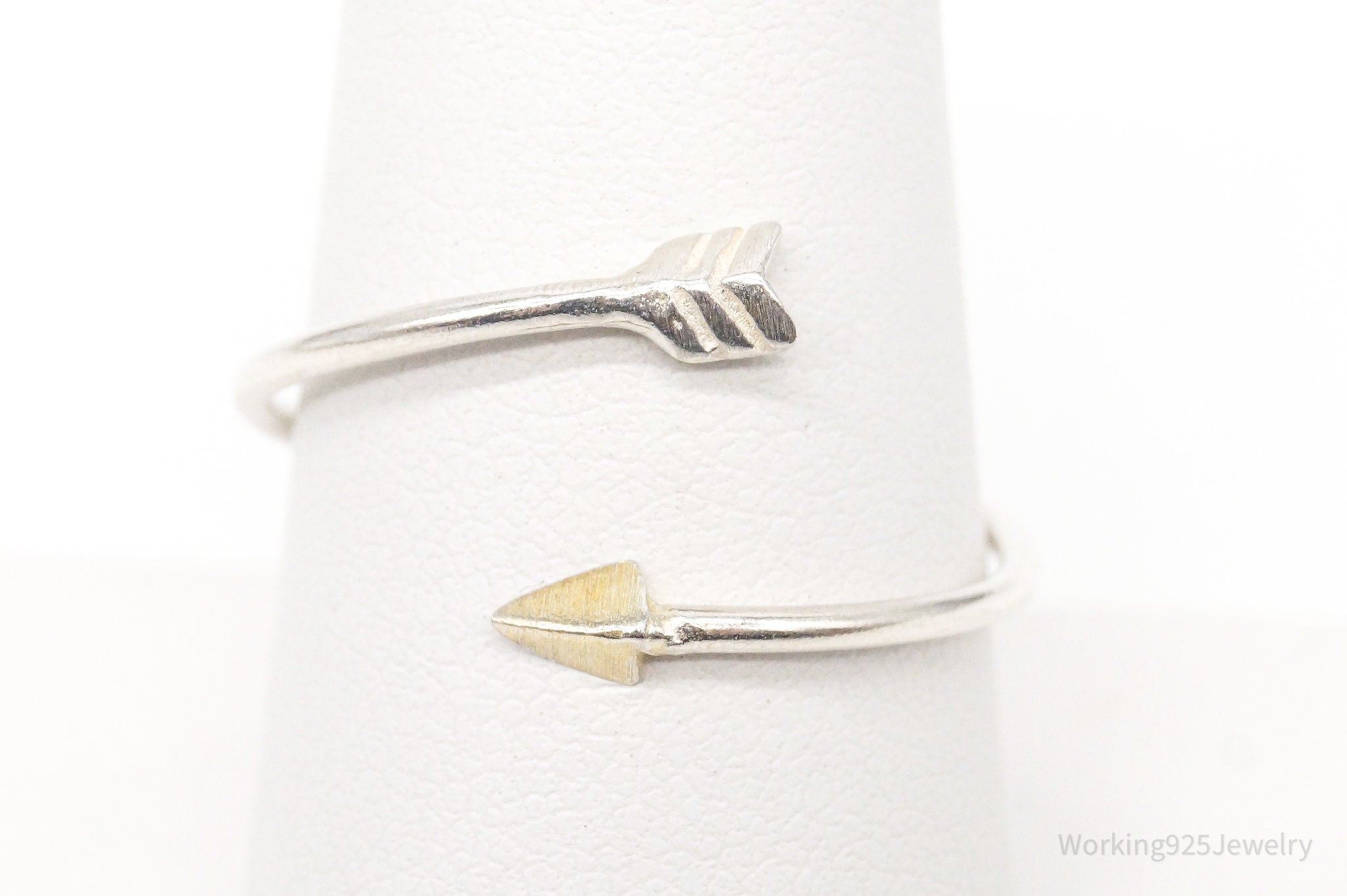 Vintage Arrow Gold Vermeil Sterling Silver Wrap Ring - Size 8.75 Adjustable