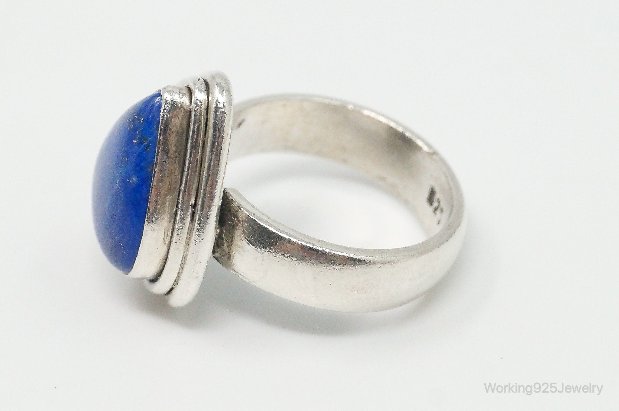 Vintage Lapis Lazuli Sterling Silver Ring - Size 6.25