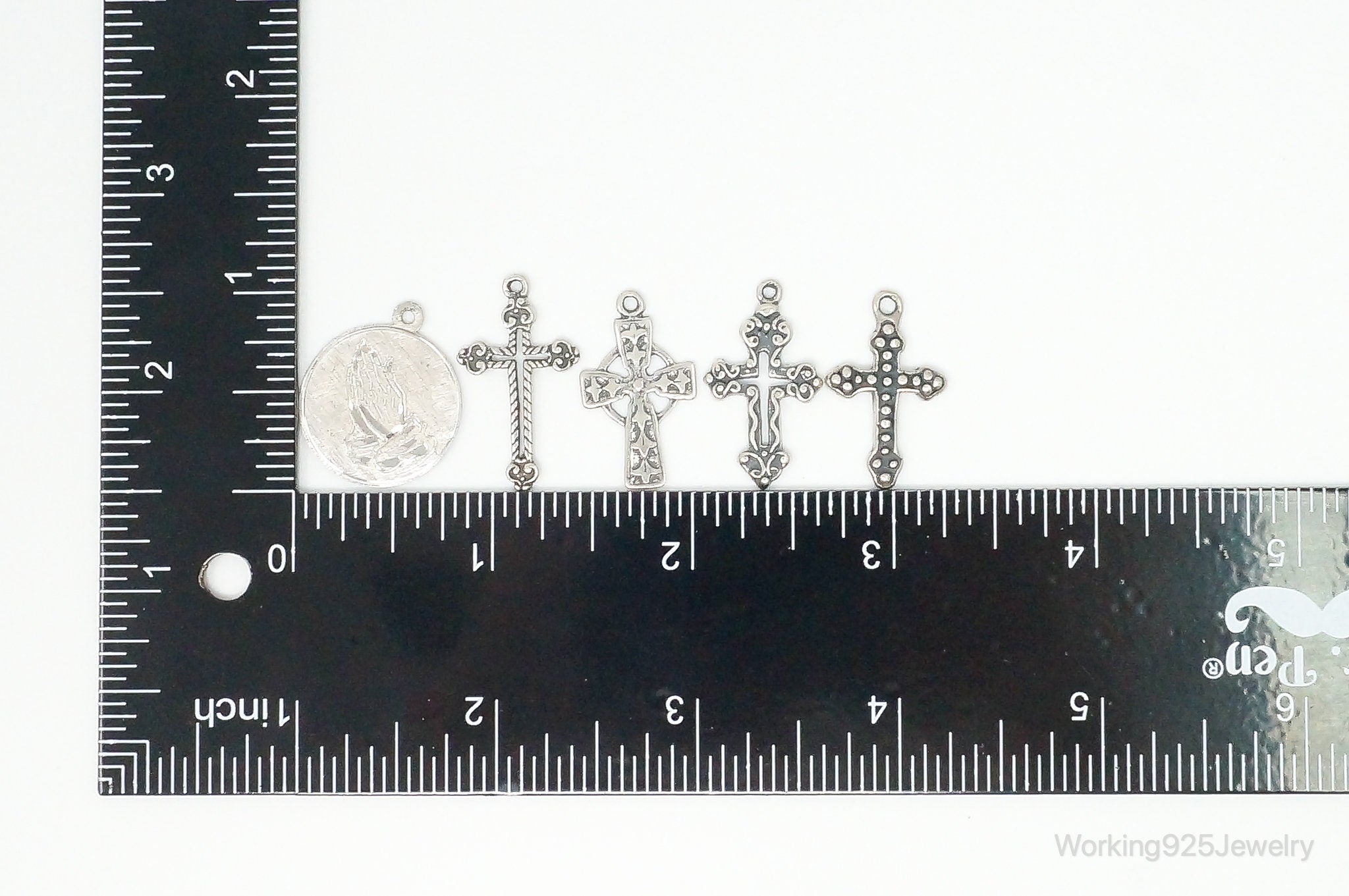 Vintage Crosses & Prayer Sterling Silver Charms Lot