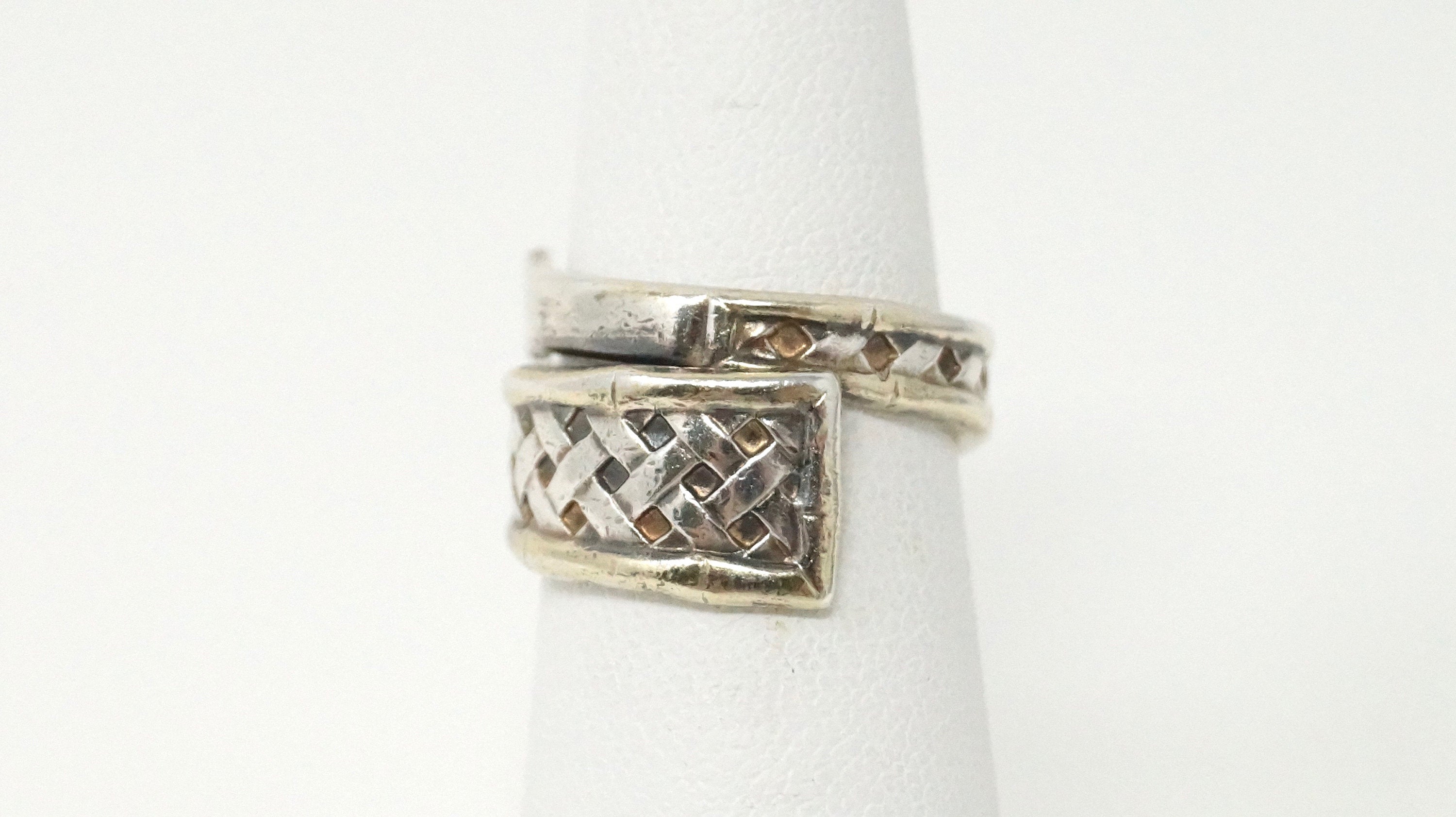 Vintage Basket Weave International Sterling Silver Wrap Ring - Size 5 -