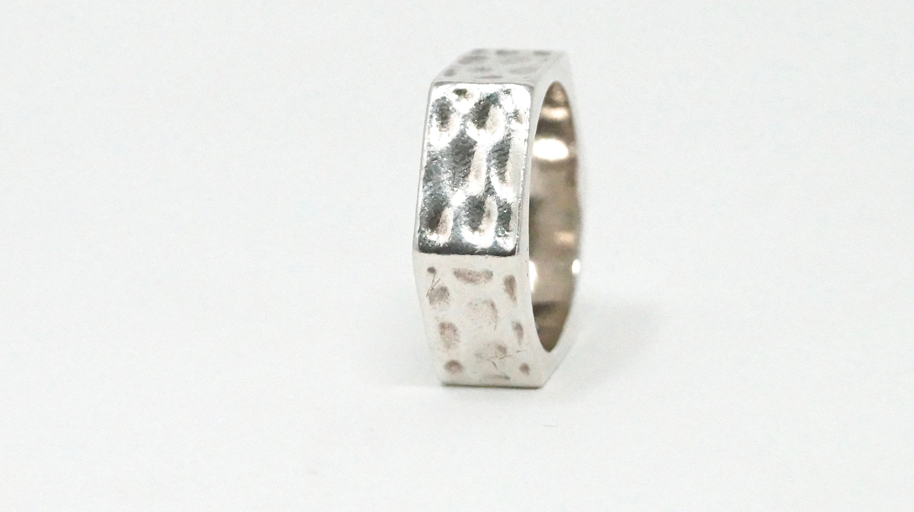 Vintage Hammered Bolt Nut Modern Sterling Silver Ring - Size 9