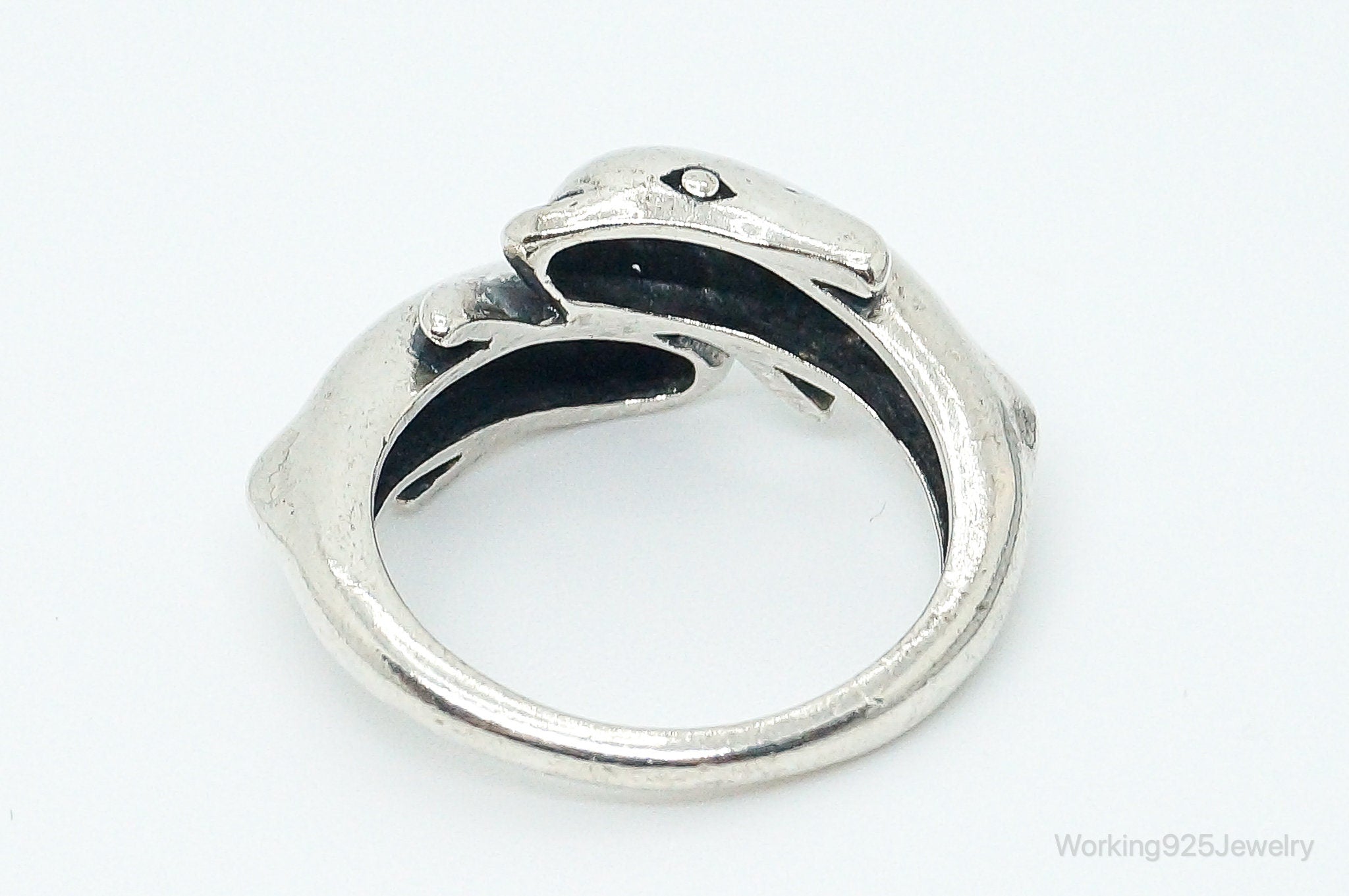 Vintage Dolphins Sterling Silver Ring - Size 7