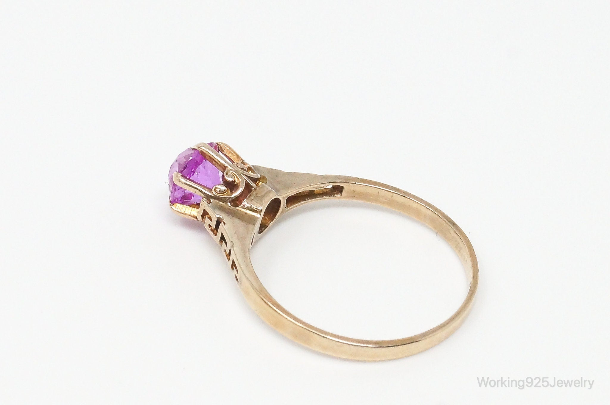 Antique Pink Sapphire 10K Gold Ring 4.75