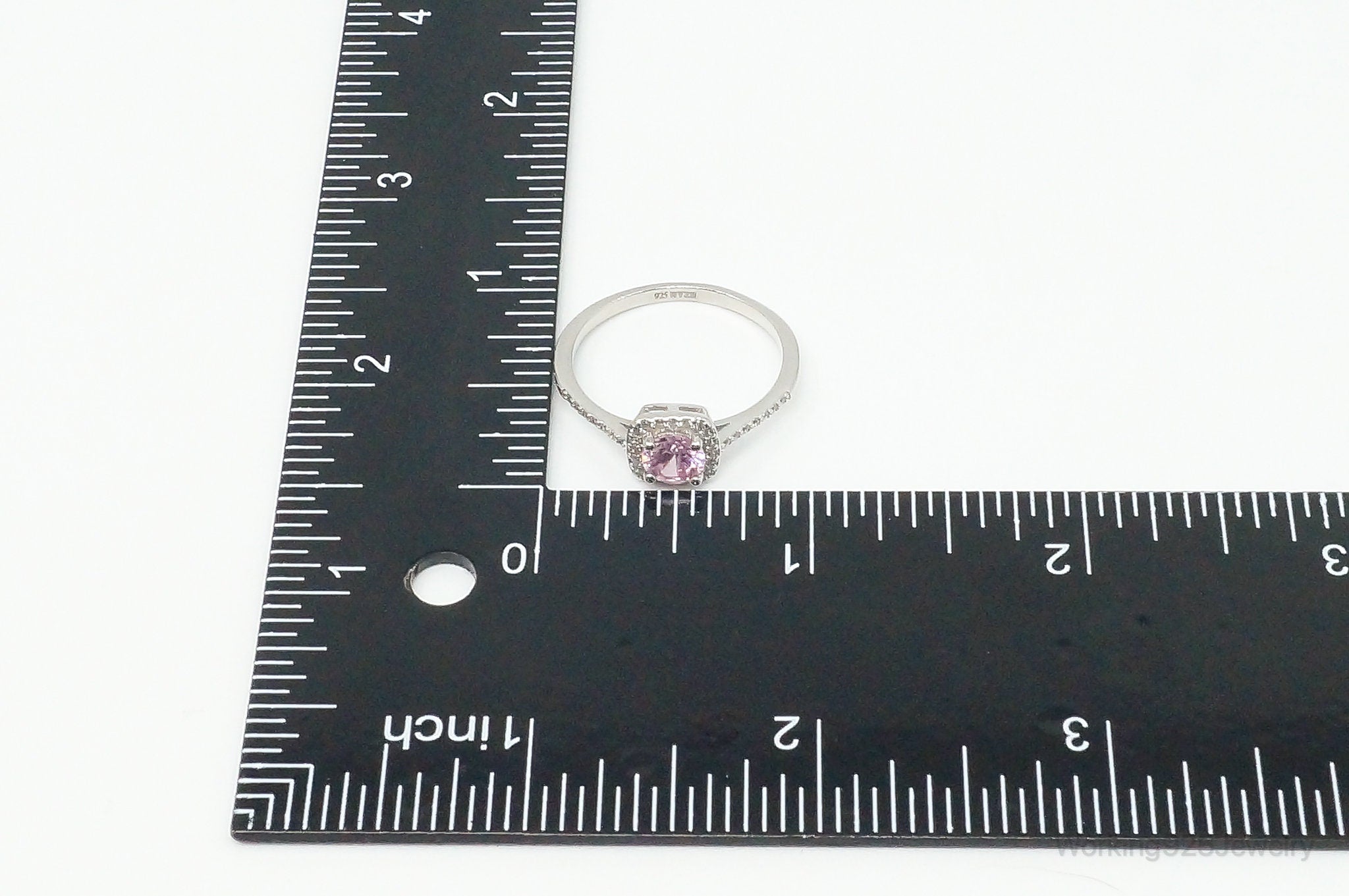 Pink Topaz Cubic Zirconia Sterling Silver Ring - Size 10.75