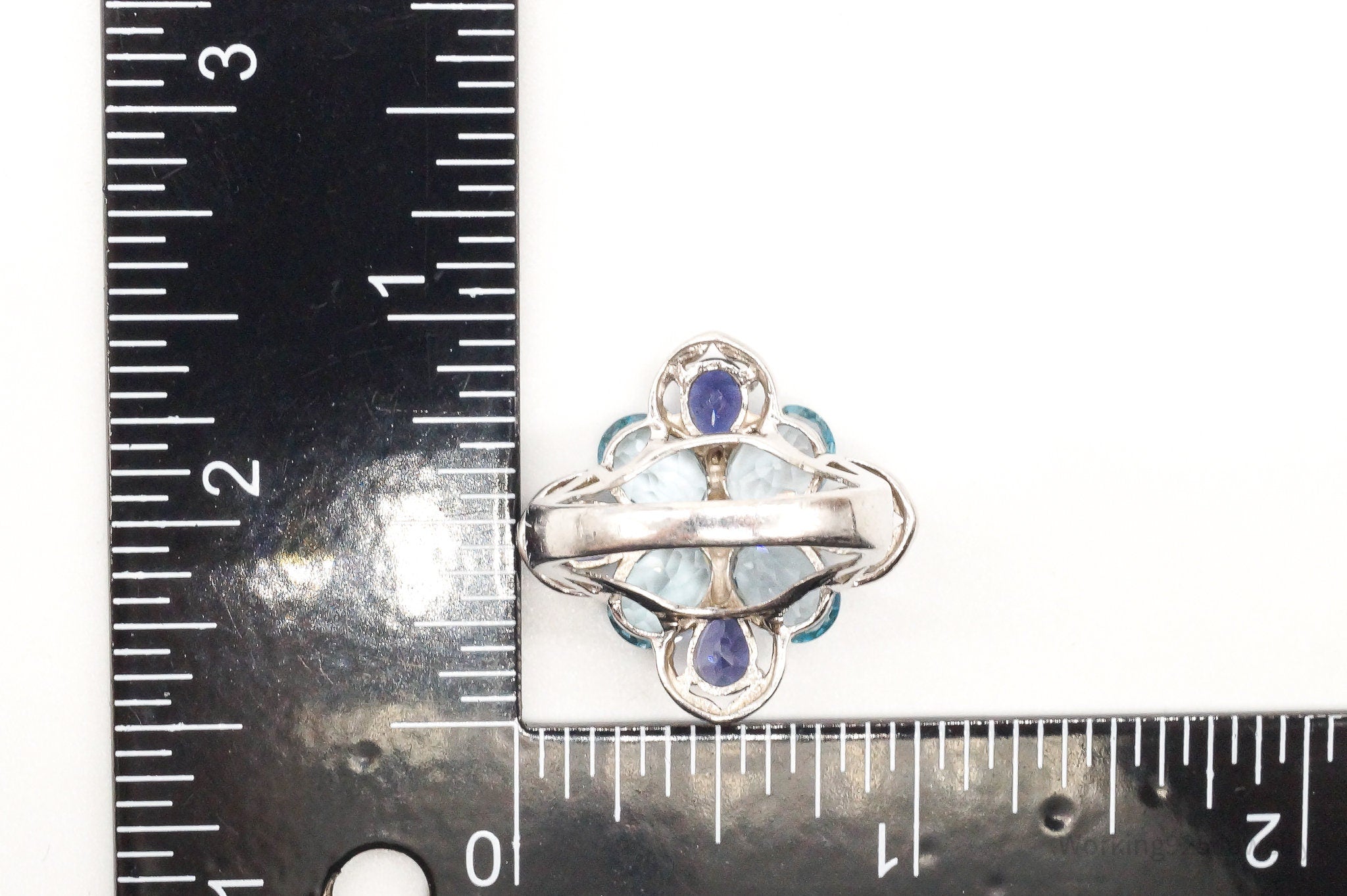 Vintage Blue Topaz Iolite Sterling Silver Ring - Size 6.75