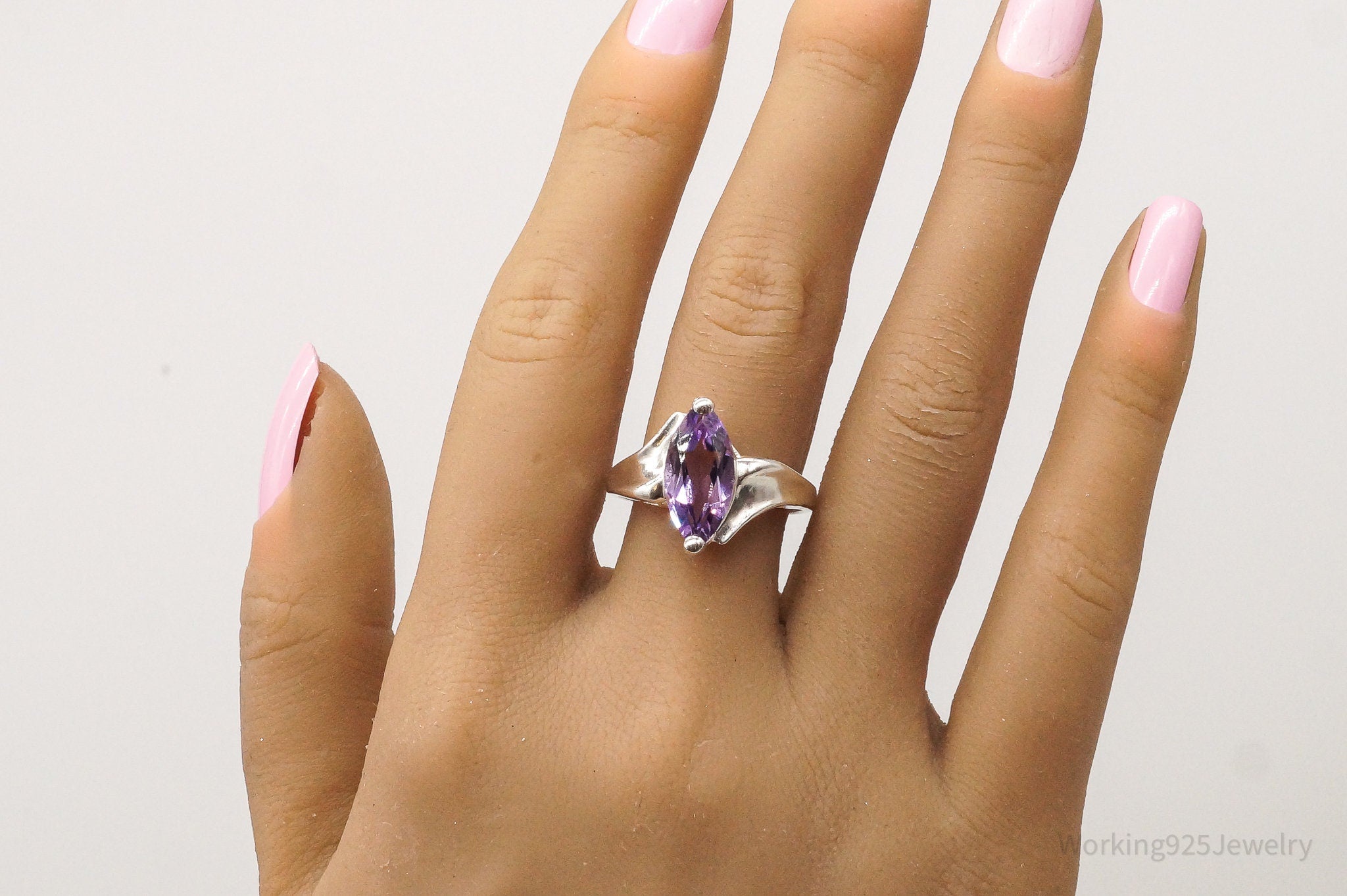 Vintage Amethyst Sterling Silver Ring - Size 10