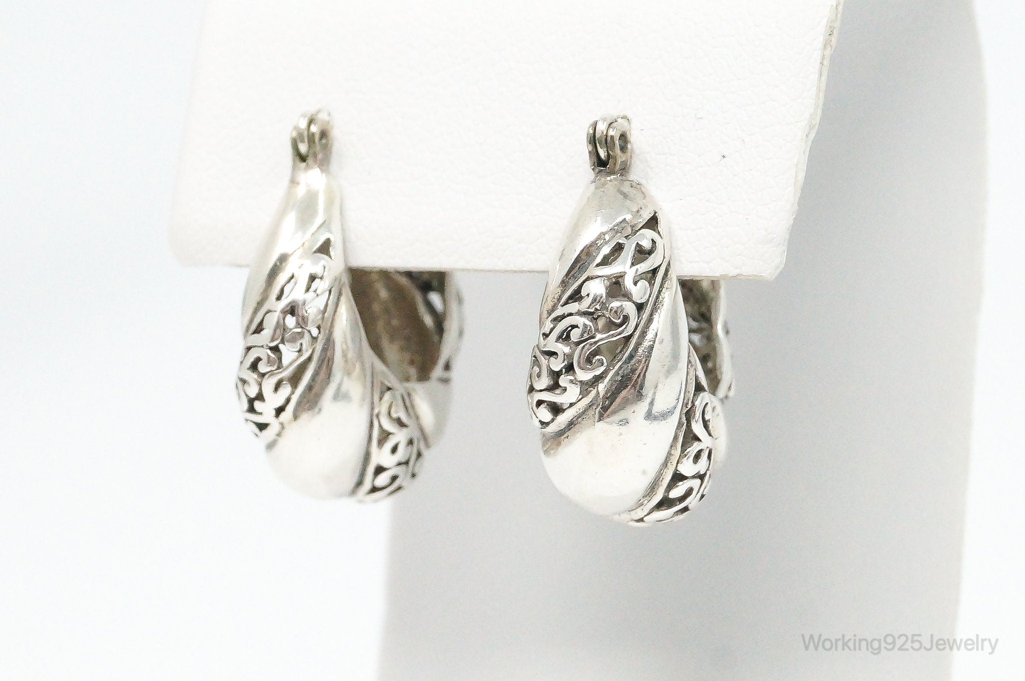 Vintage Bali Inspired Scroll Sterling Silver Earrings