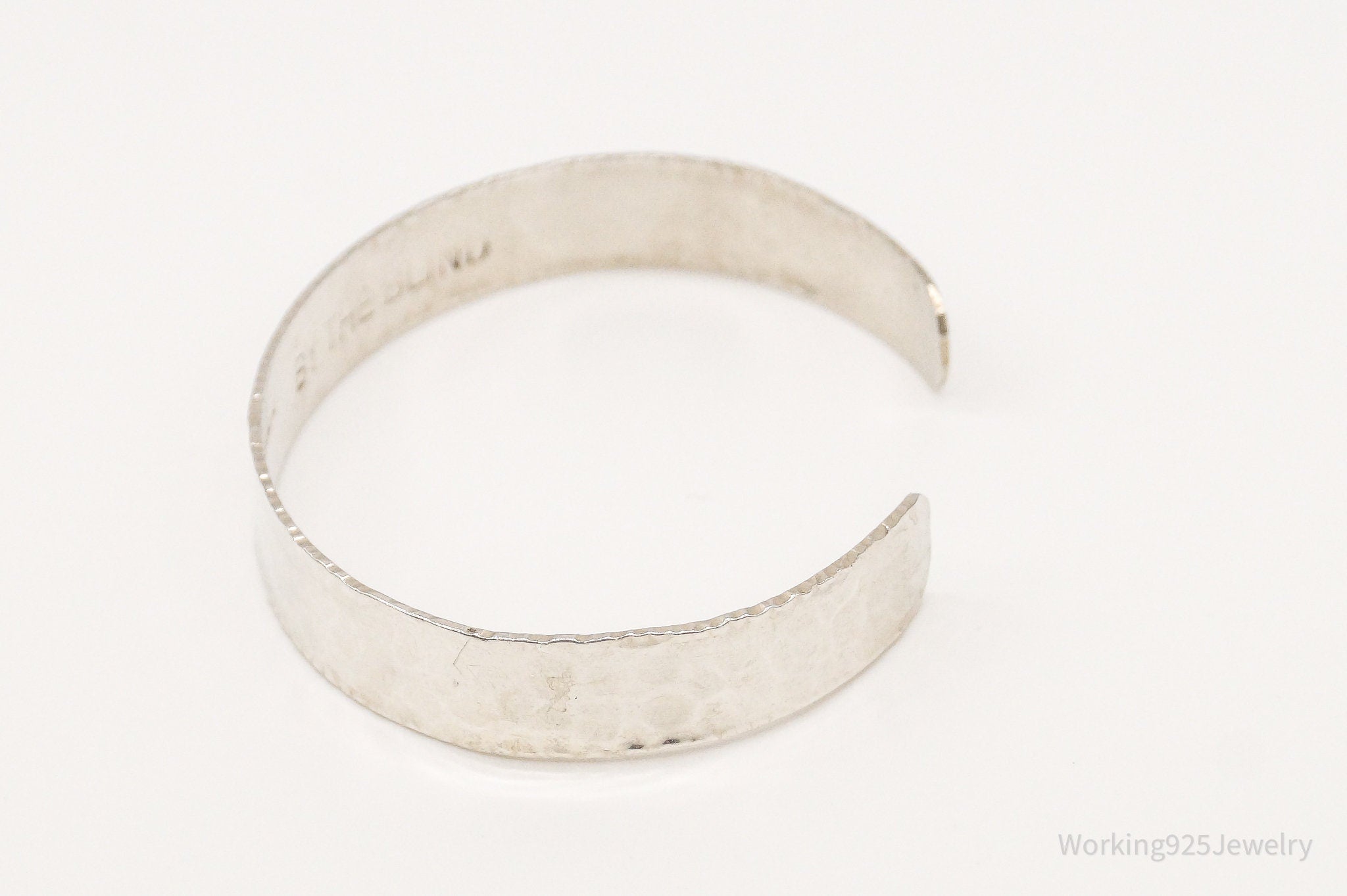 Vintage "By The Blind" Hammered Style Sterling Silver Cuff Bracelet