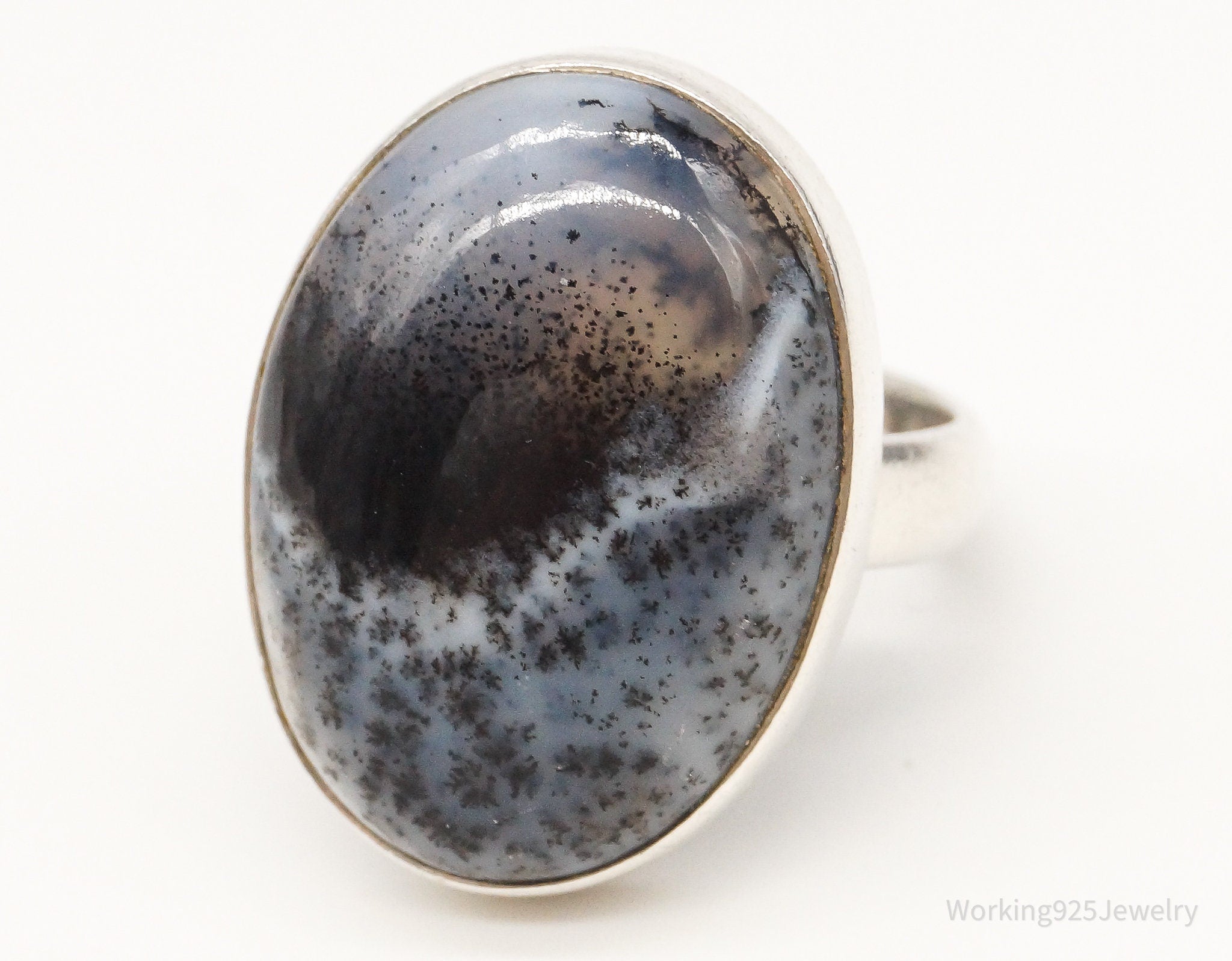 Vintage Designer TGGC Dendritic Agate Sterling Silver Ring - Size 6.75