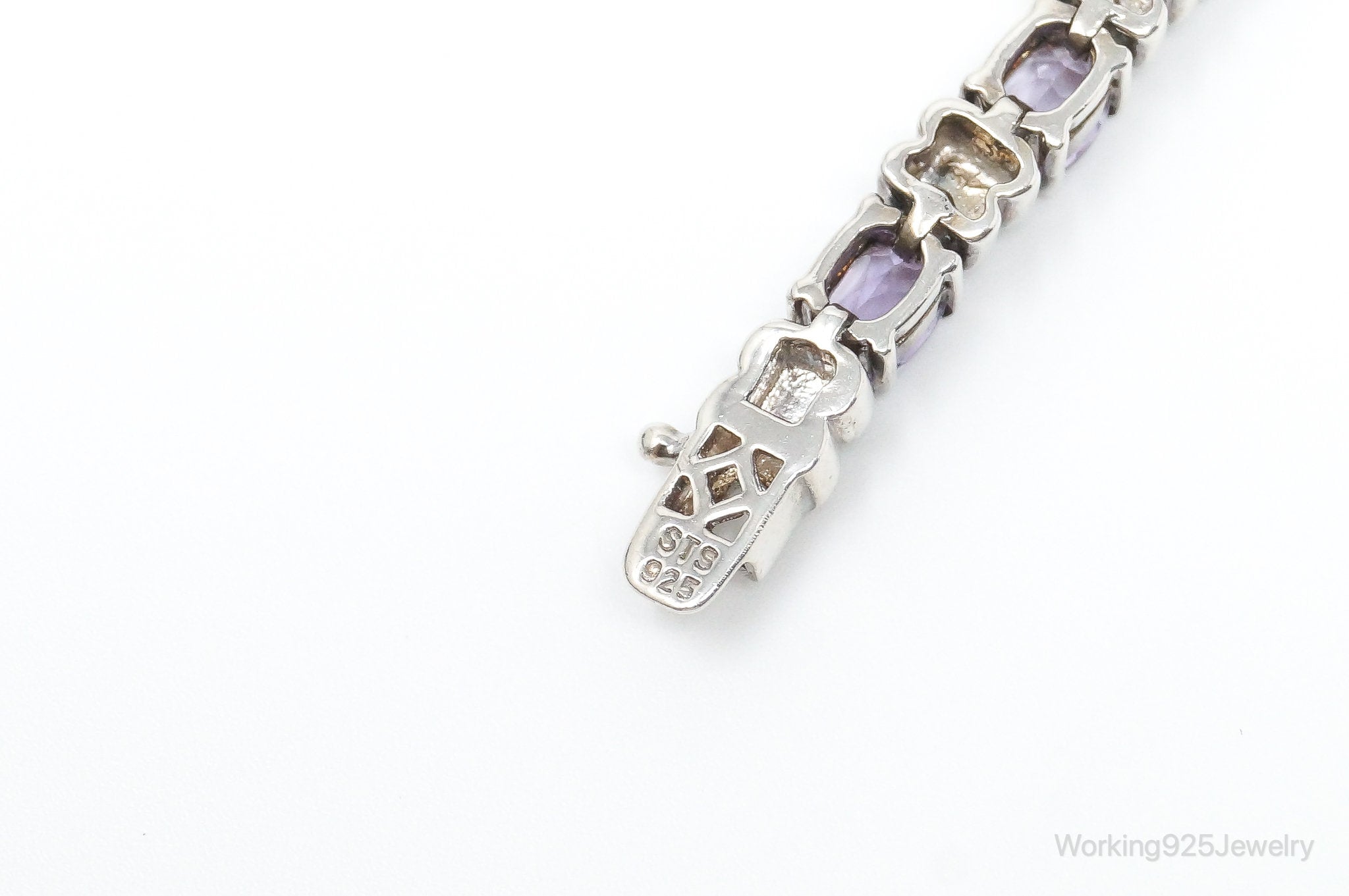 Vintage Art Deco Amethyst Sterling Silver Tennis Bracelet