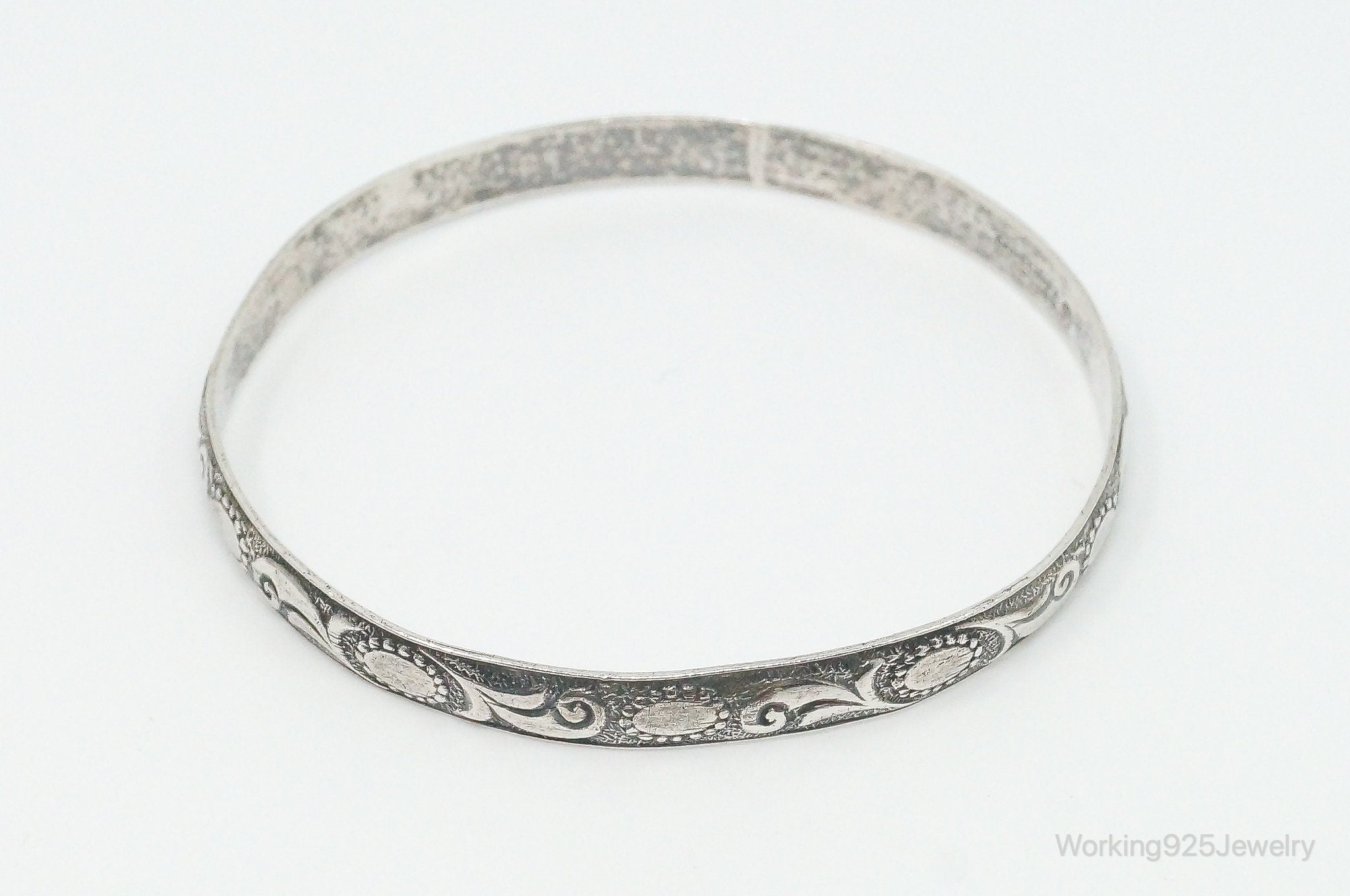 Antique Designer Danecraft Art Deco Sterling Silver Bangle Bracelet