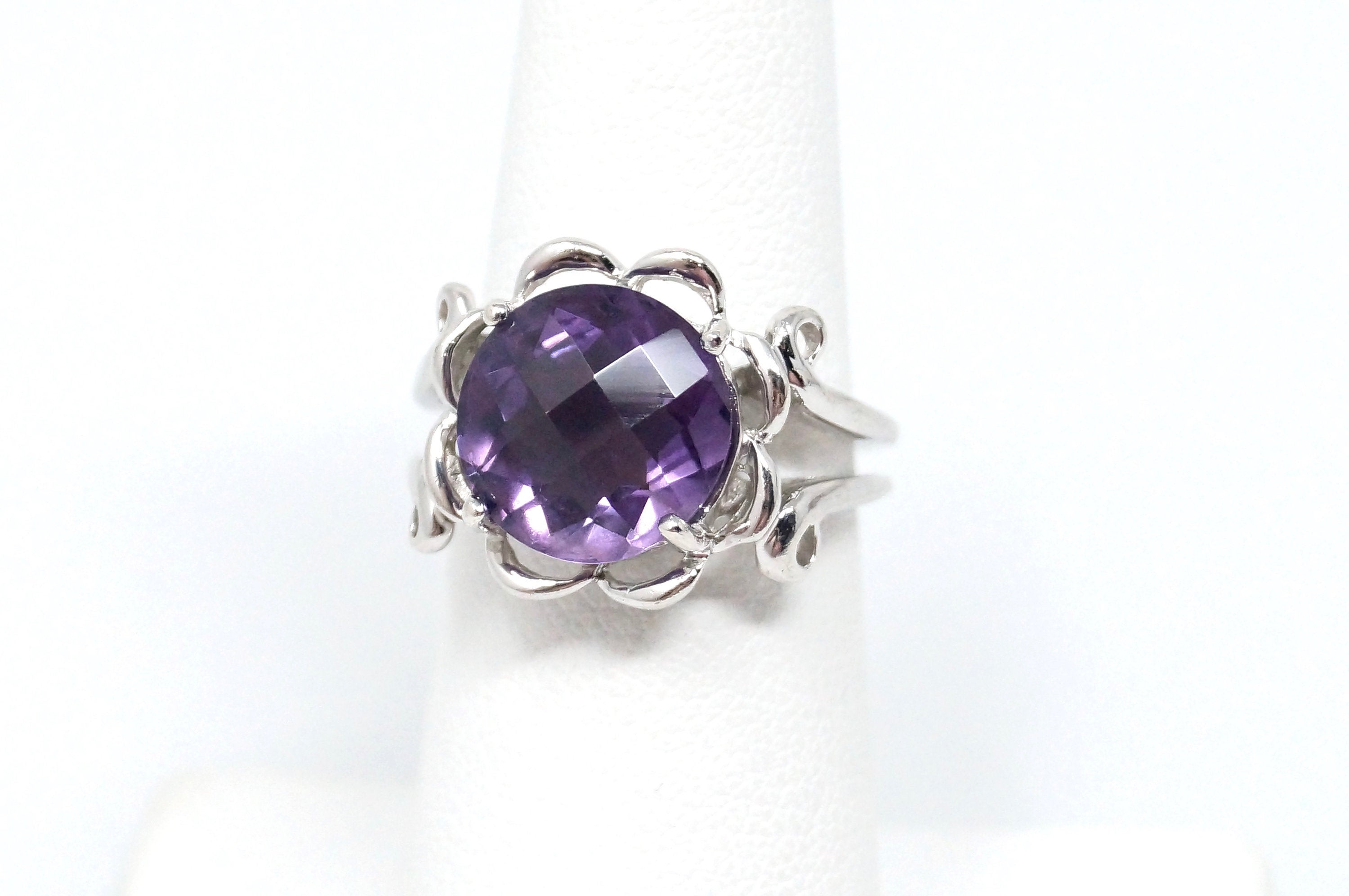 Vintage BADAVICI Roaring Twenties Style Amethyst Ring SS- Size 6