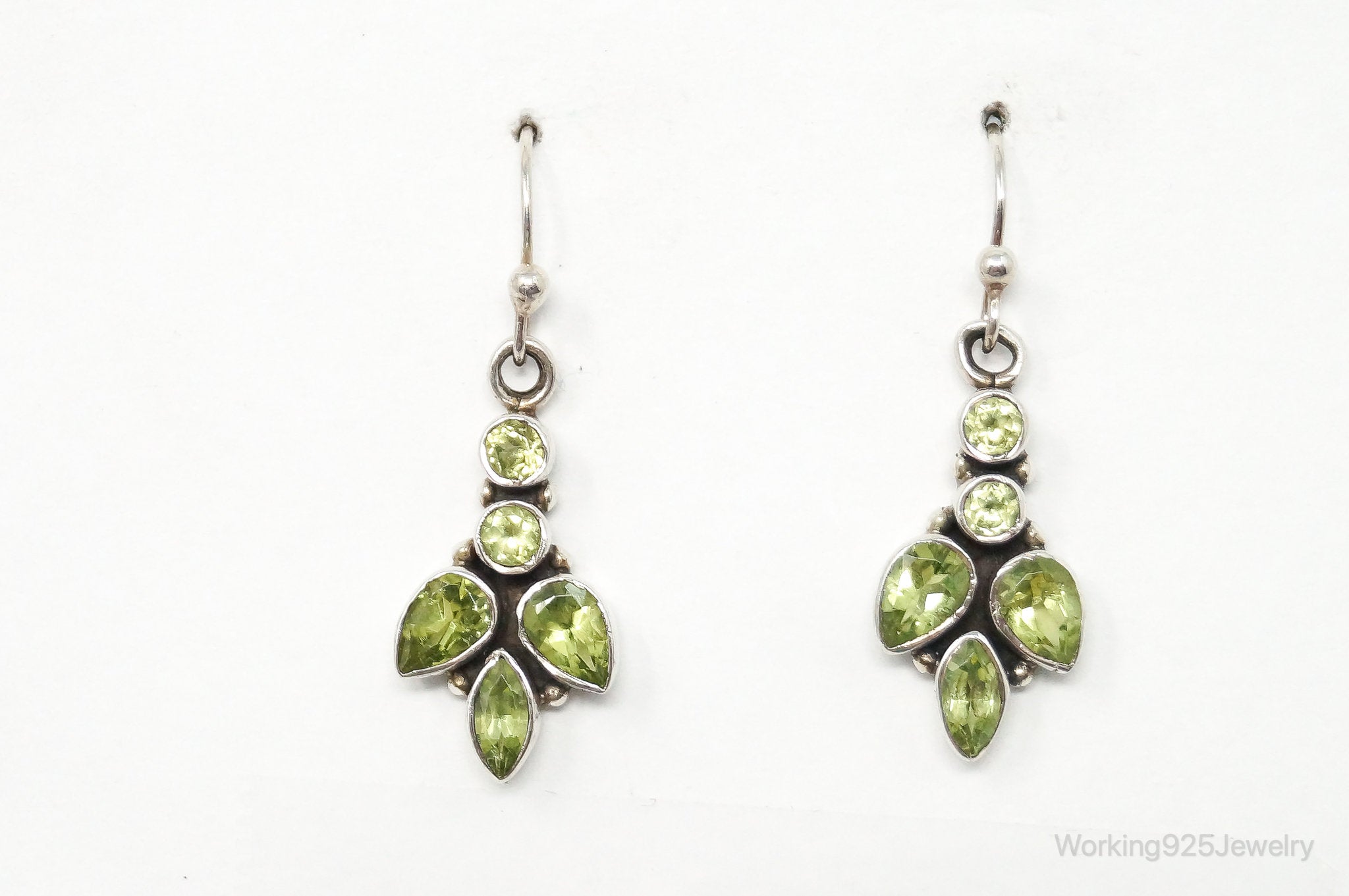 Vintage India Designer Peridot Sterling Silver Earrings