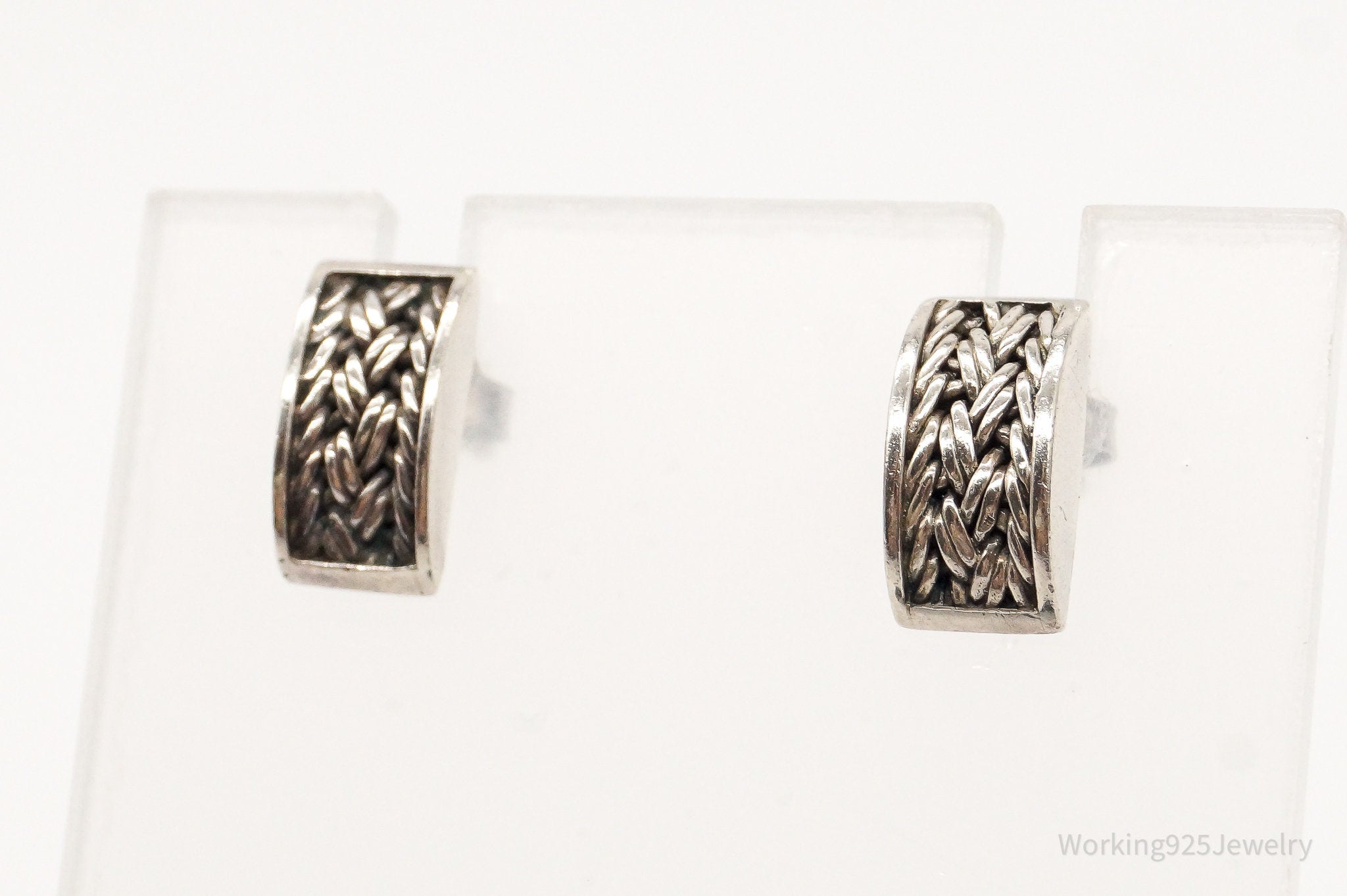 Designer Lois Hill Woven Sterling Silver Earrings