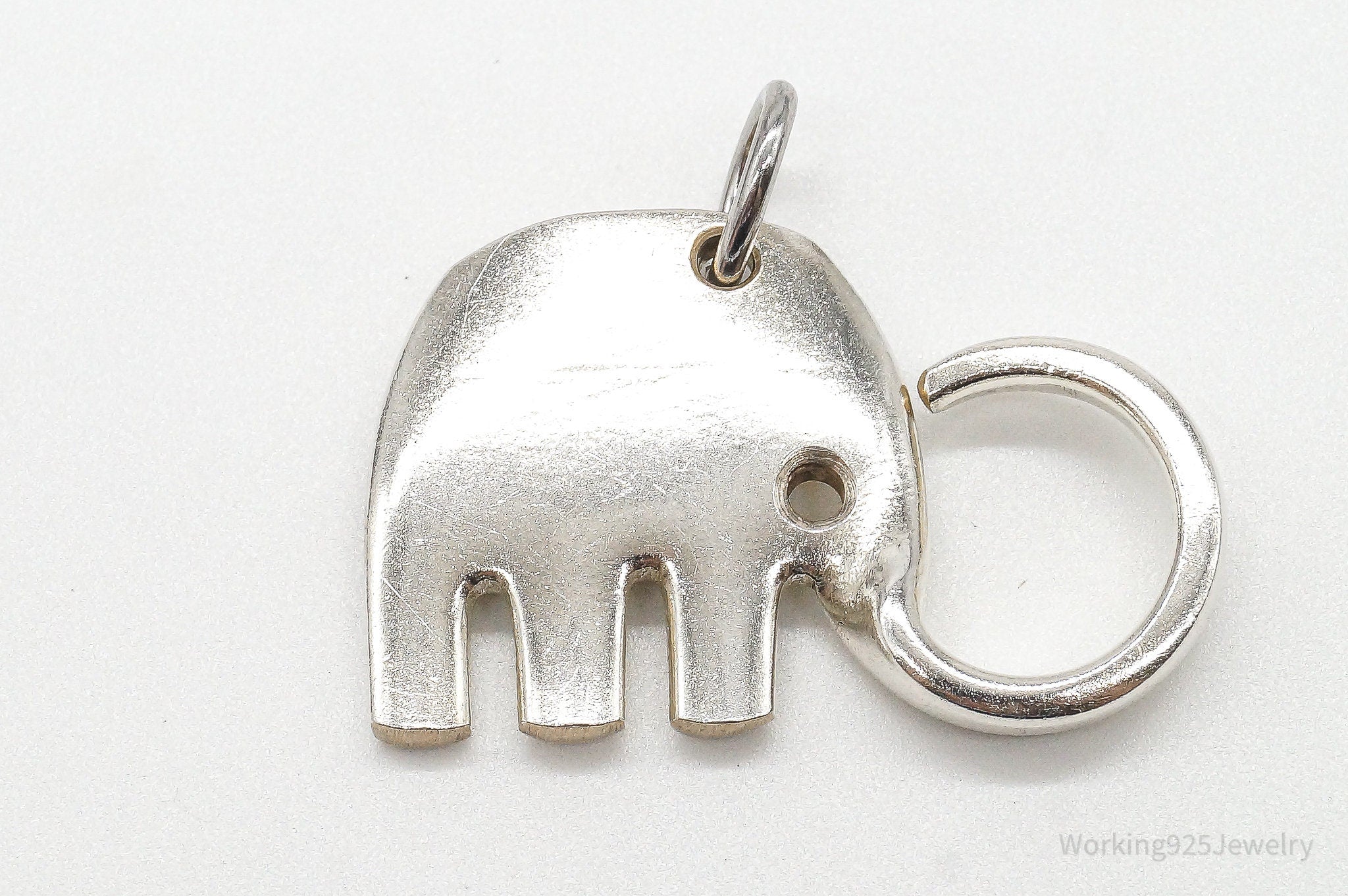 Vintage Elephant Shape Cut Sterling Silver Plated Fork Pendant