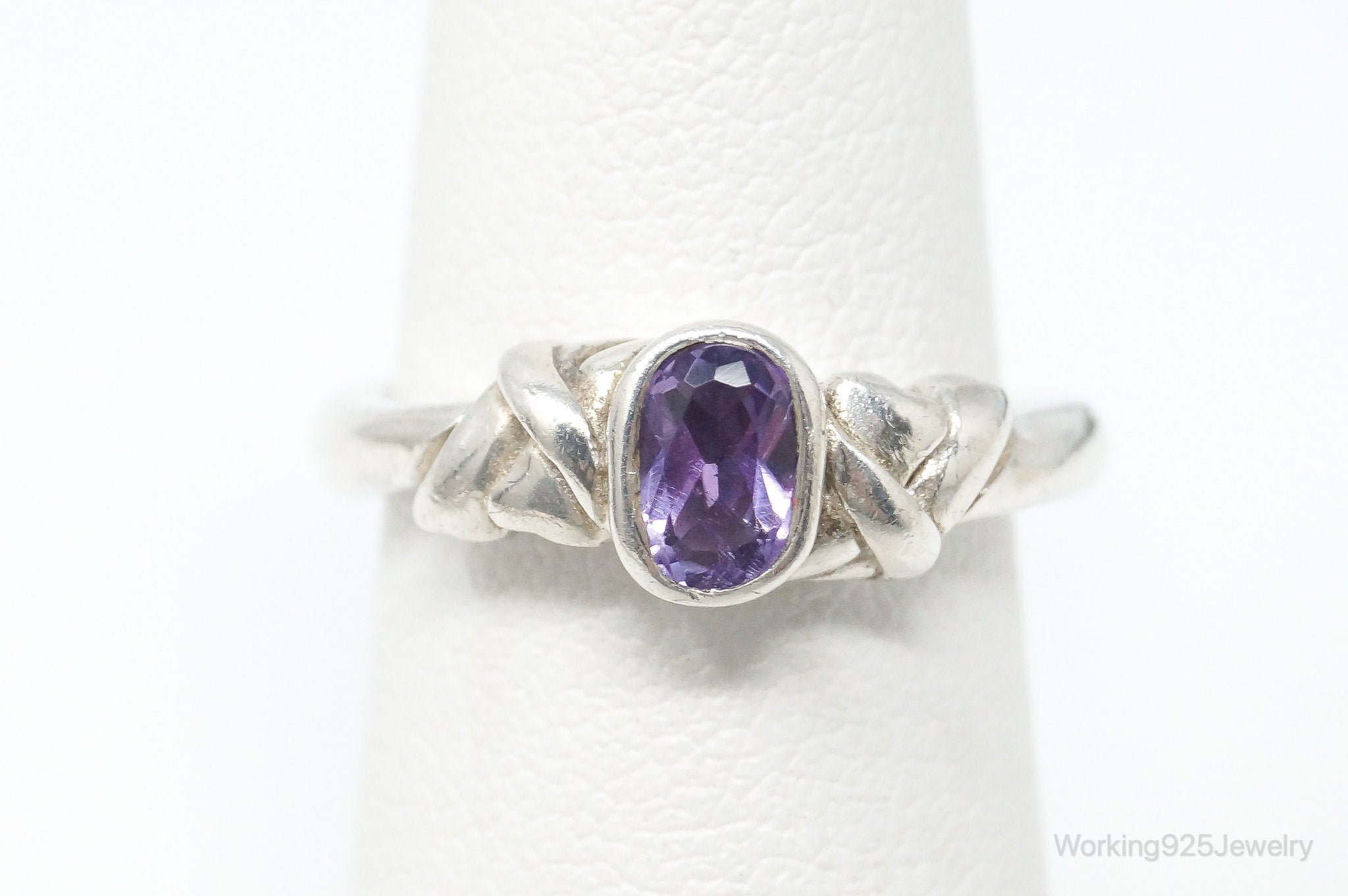 Vintage Amethyst Sterling Silver Ring - Size 4.75