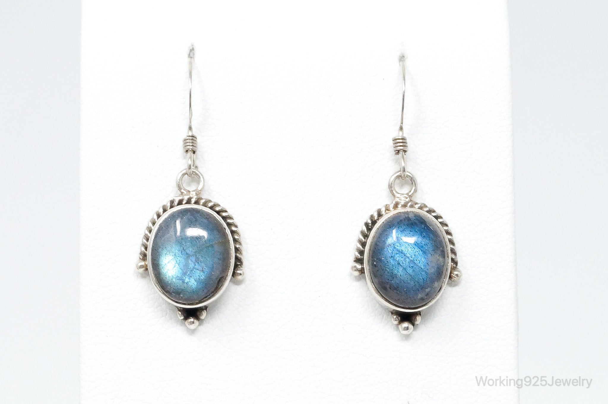 Vintage Labradorite Bali Inspired Sterling Silver Earrings