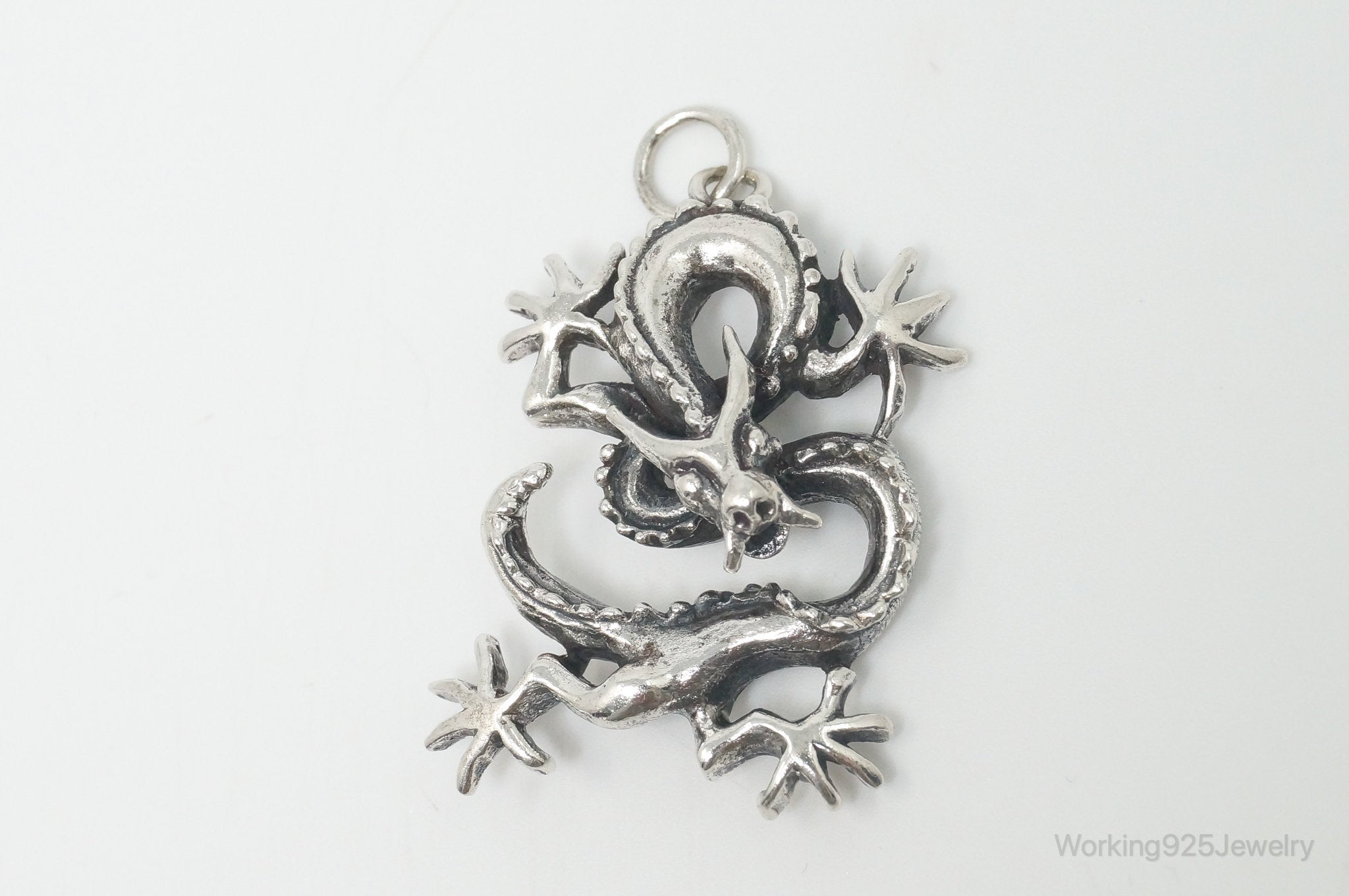 Vintage Dragon Sterling Silver Necklace Pendant