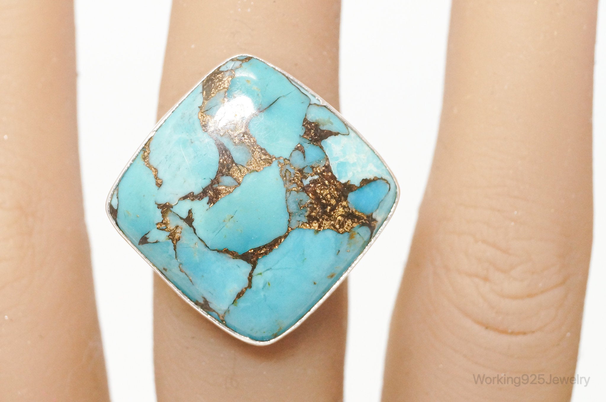 Vintage Designer Desert Rose Trading DTR Turquoise Sterling Silver Ring - 6