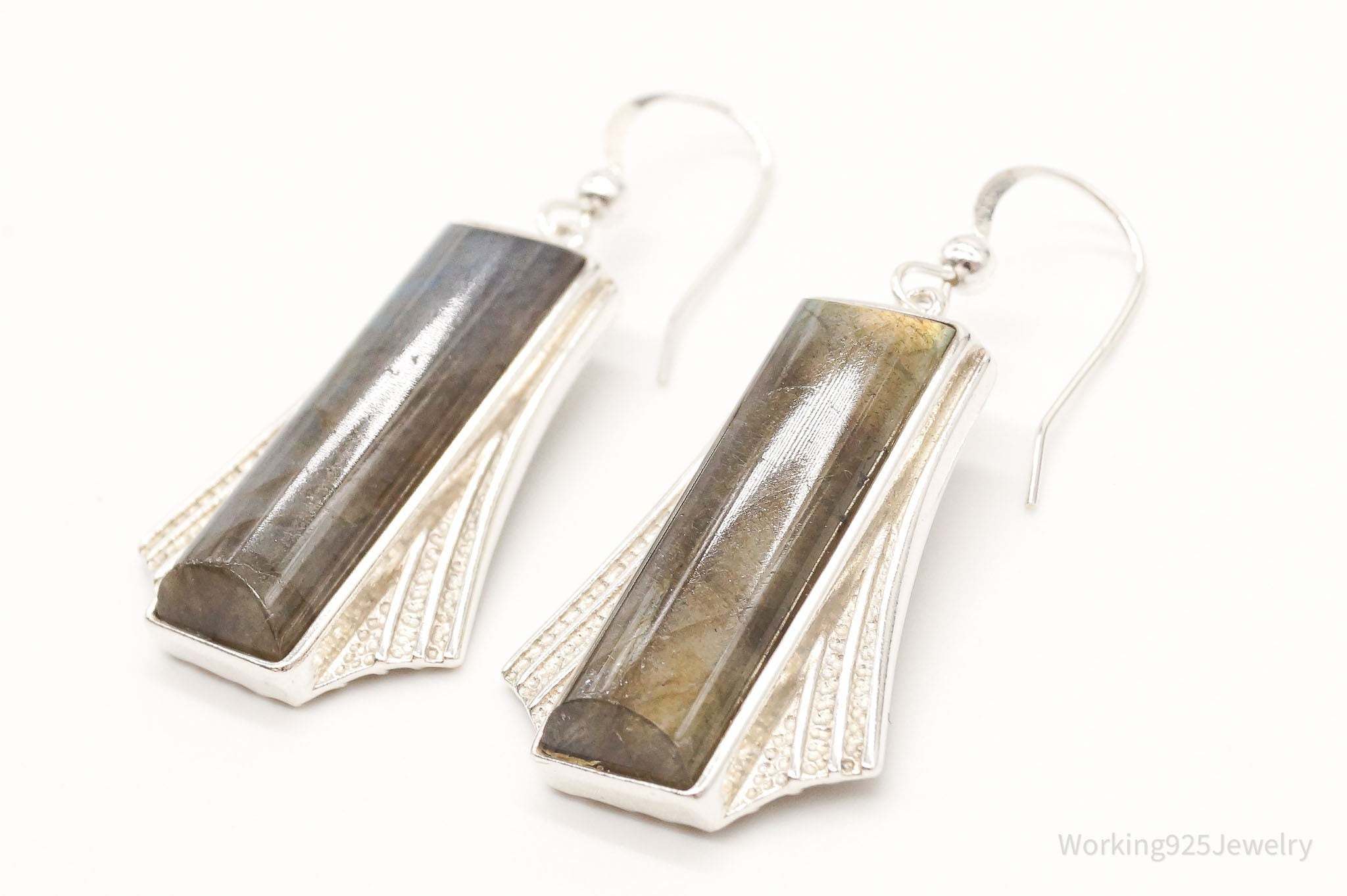 Vintage Designer DTR Labradorite Sterling Silver Earrings