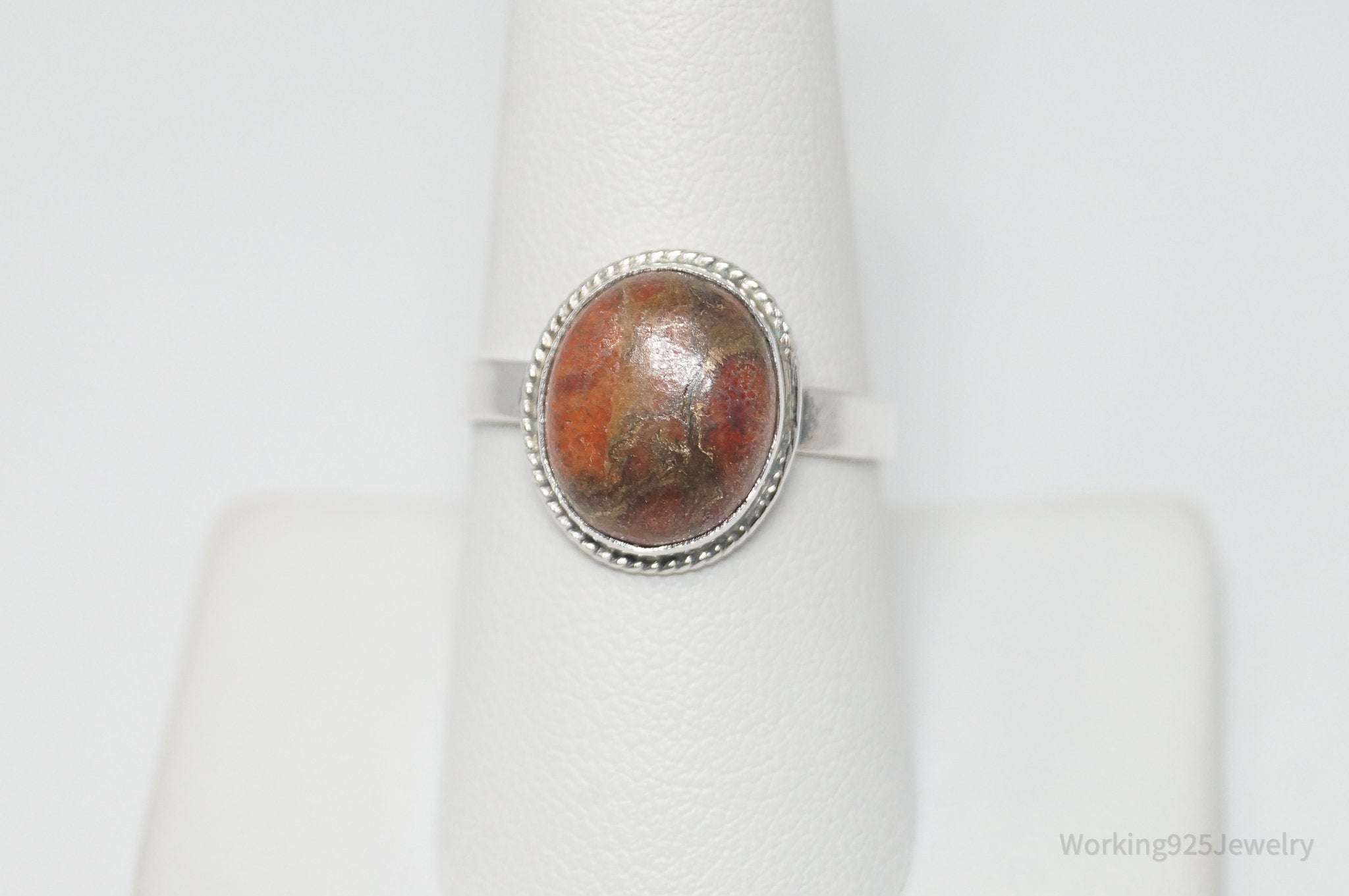 Vintage Jasper Southwestern Sterling Silver Ring - Sz 9