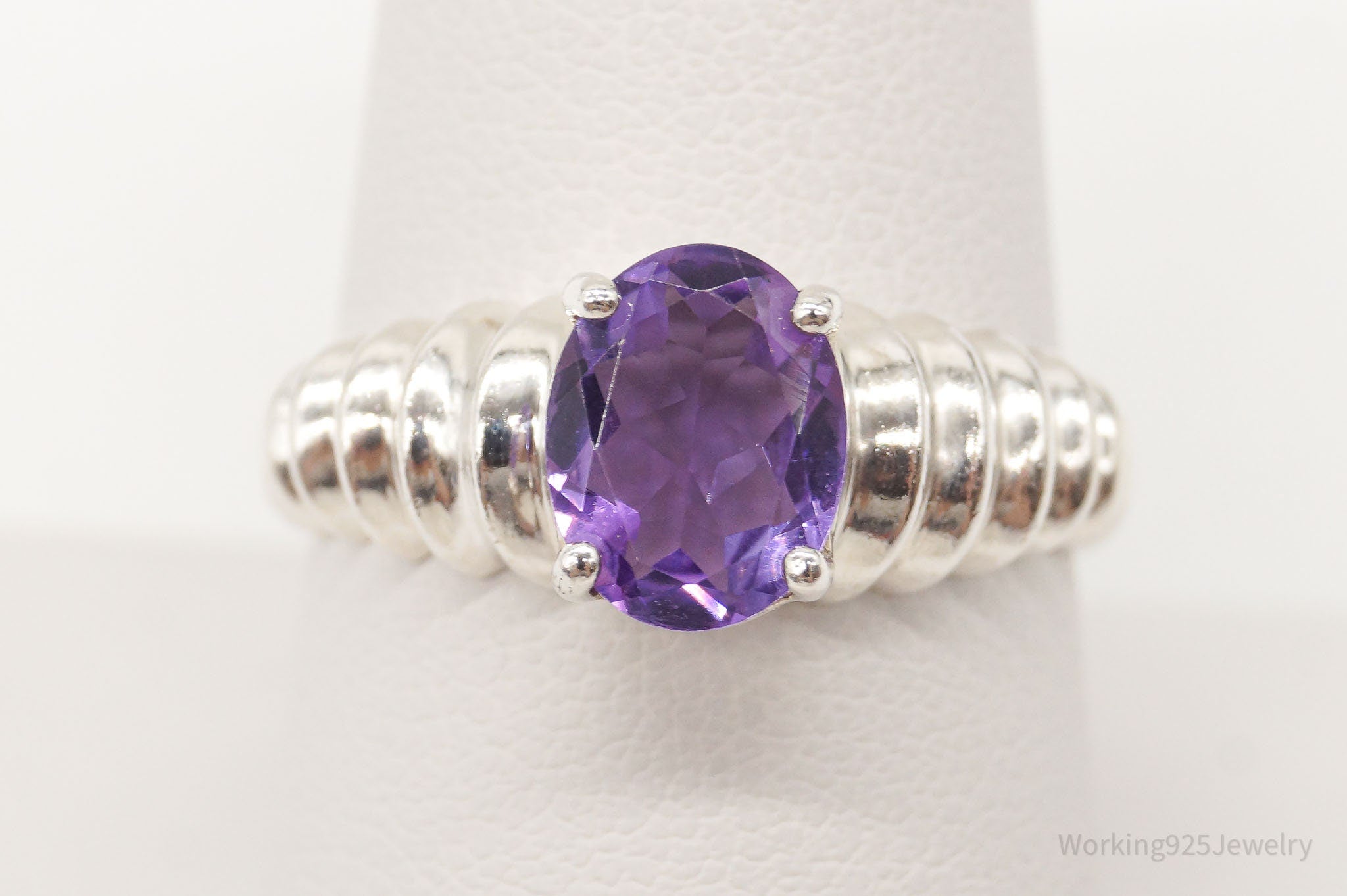 Vintage Amethyst Sterling Silver Ring - Size 9