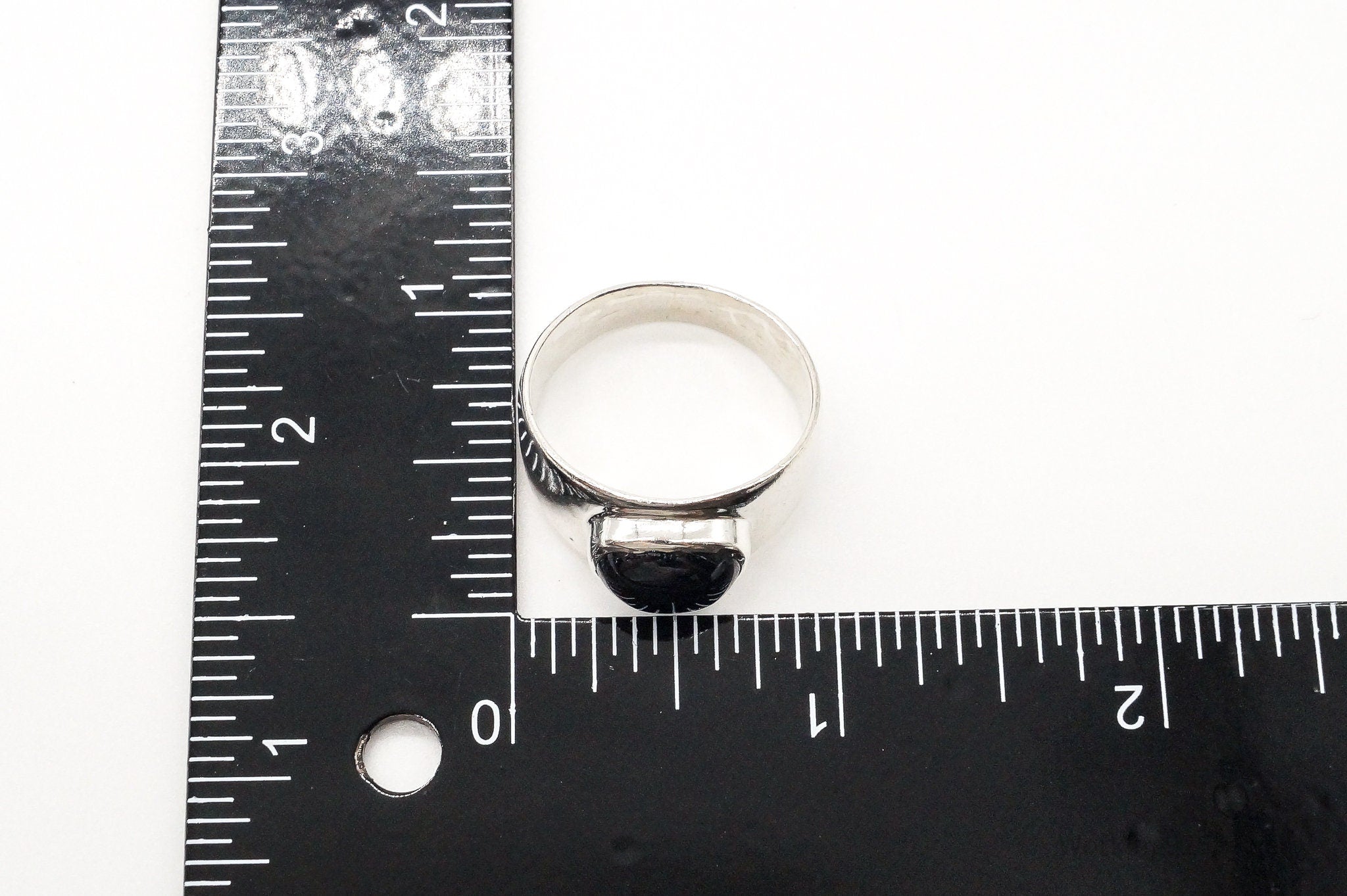 Vintage Black Onyx Sterling Silver Ring - Size 12