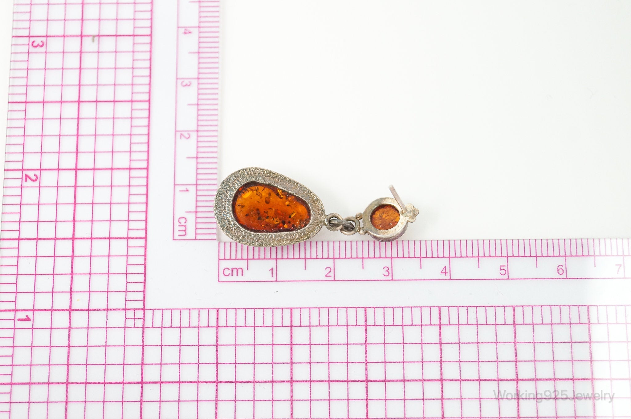 Vintage Amber Modernist Sterling Silver Earrings