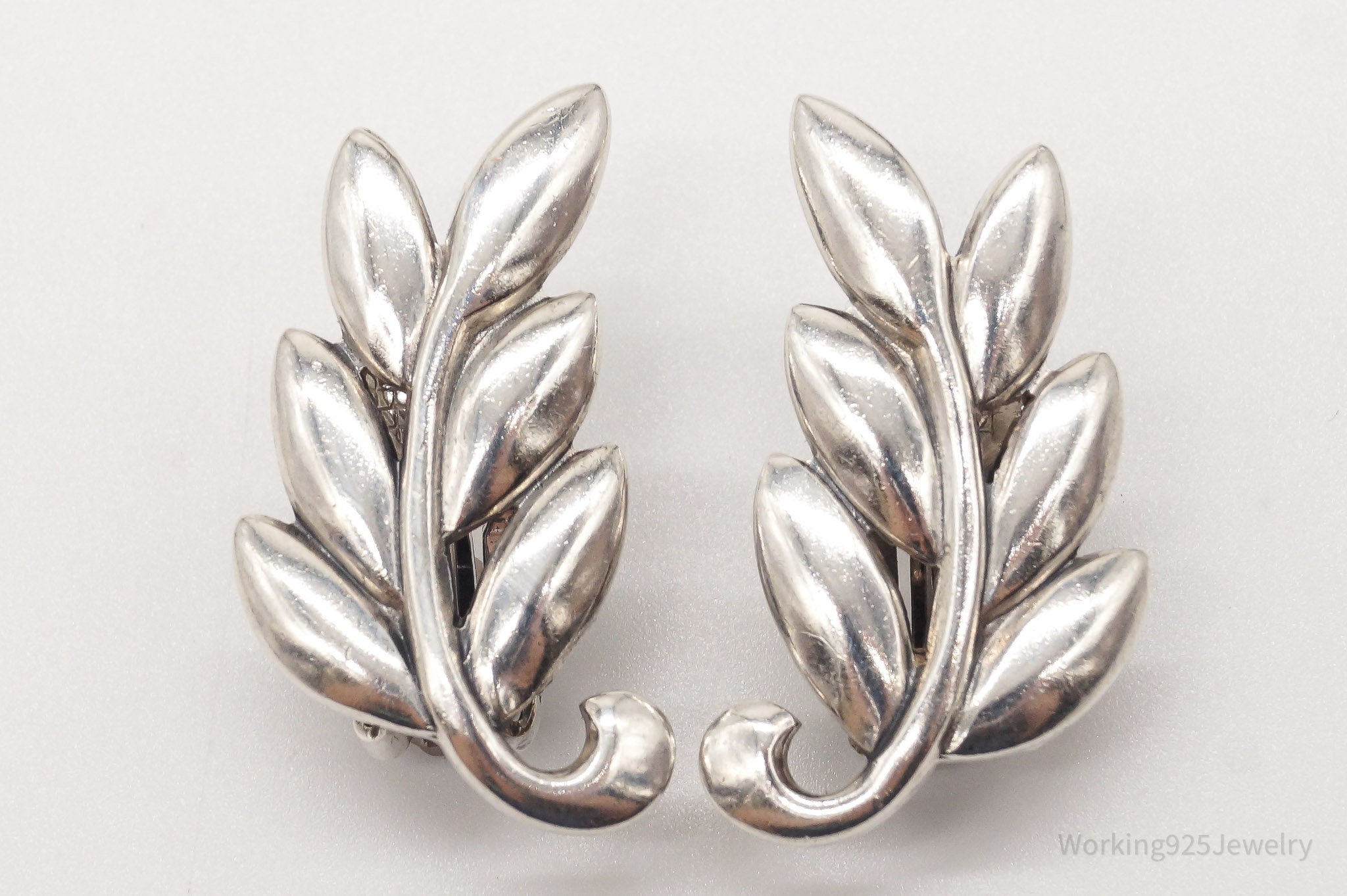 Vintage Designer Danecraft Modernist Branch Sterling Silver Clip On Earrings