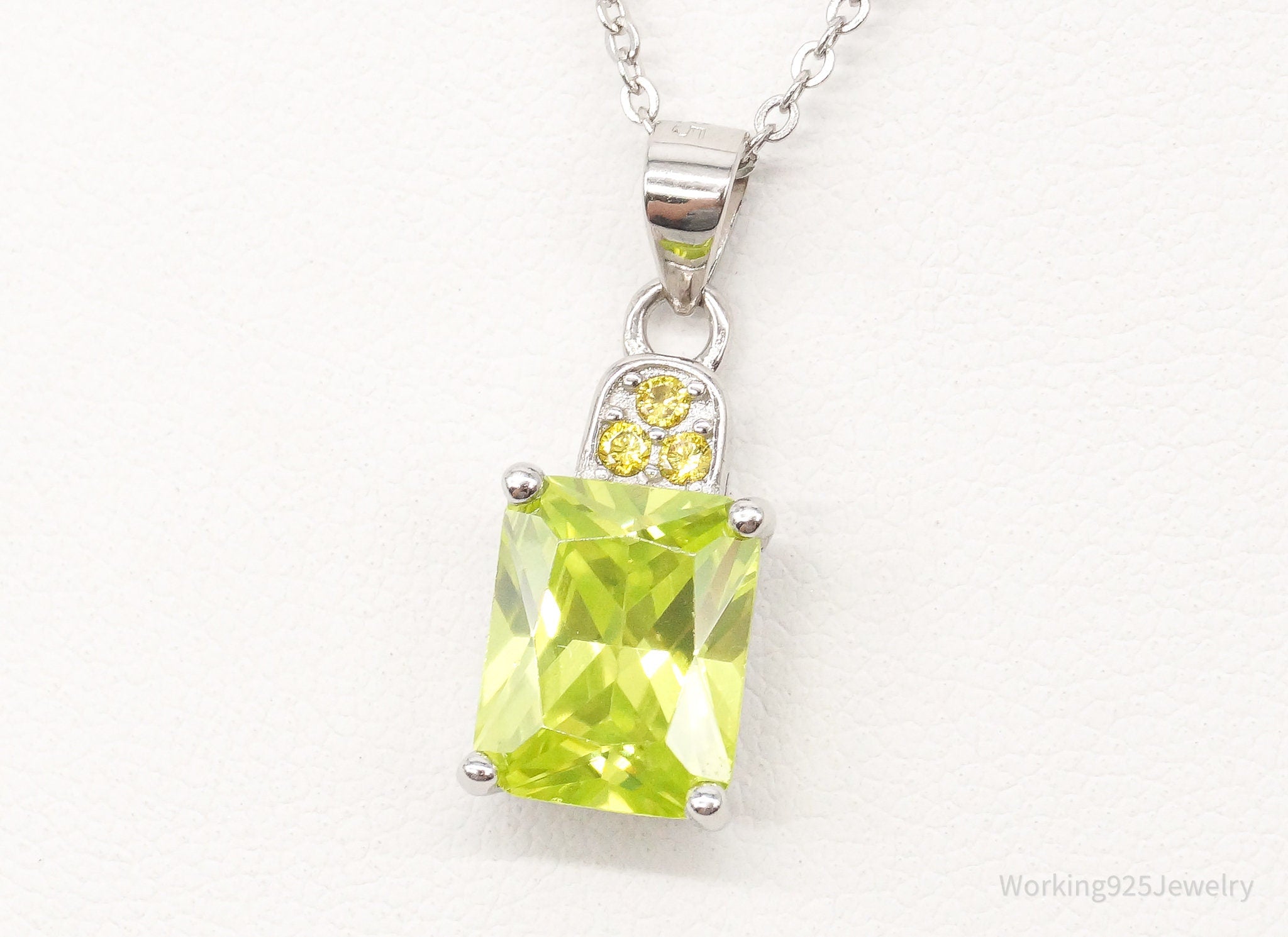 Designer Ryze Lime & Yellow Cubic Zirconia Sterling Silver Necklace