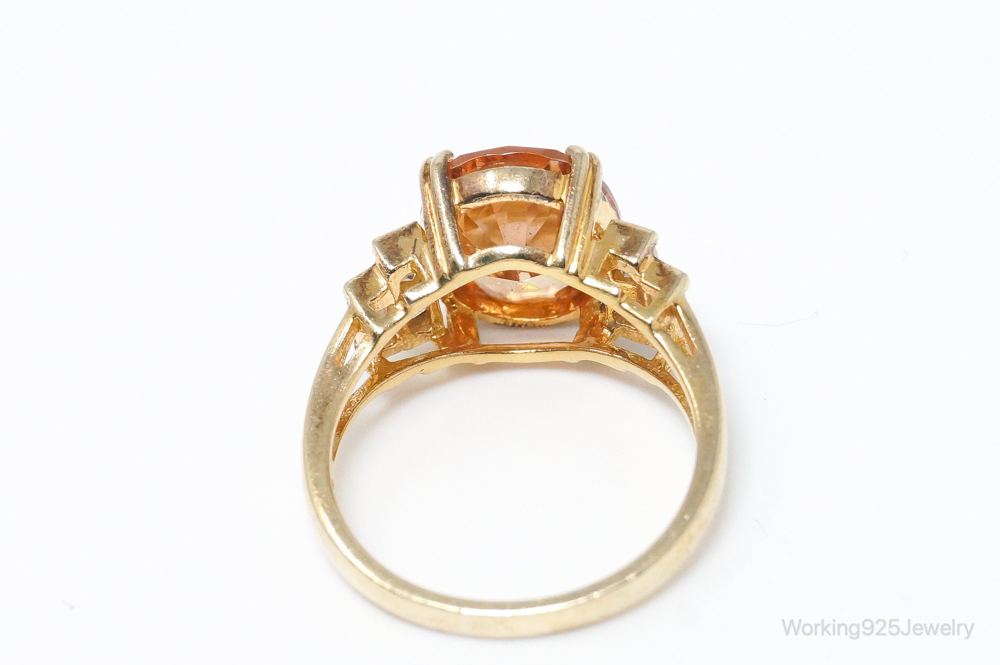 Designer Ross Simons Citrine CZ Gold Vermeil Sterling Silver Ring - Size 7