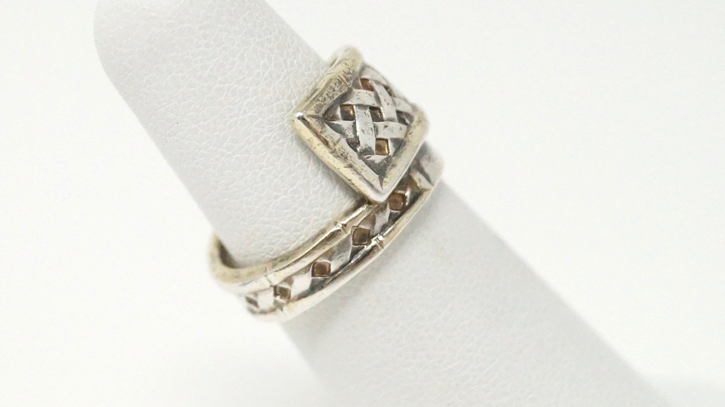 Vintage Basket Weave International Sterling Silver Wrap Ring - Size 5 -